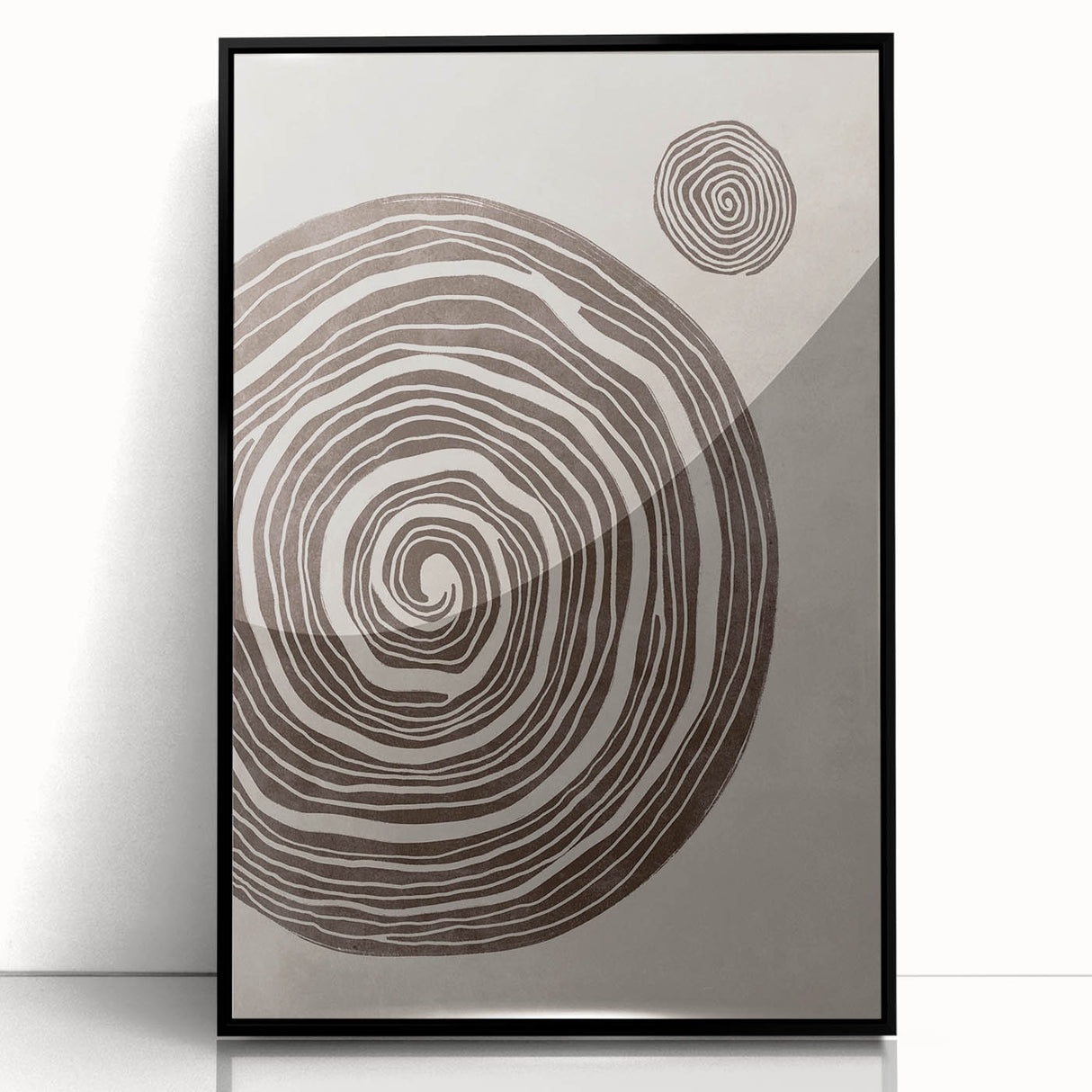 Mid Century Modern Art - Retro Minimalist Spiral Design in Brown Tones