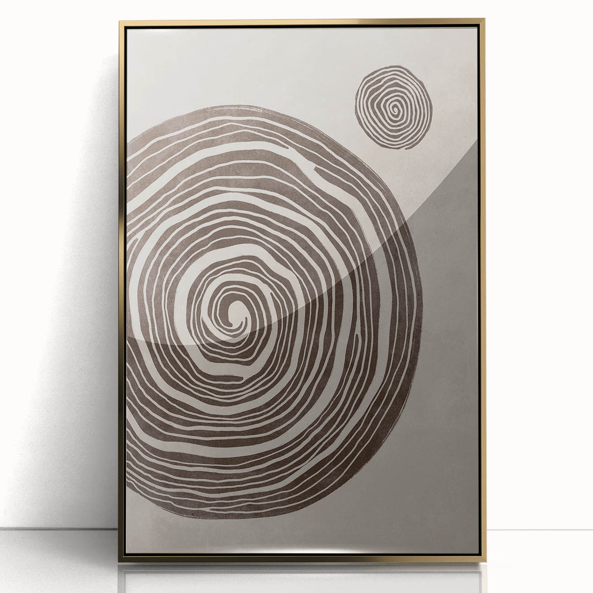 Mid Century Modern Art - Retro Minimalist Spiral Design in Brown Tones