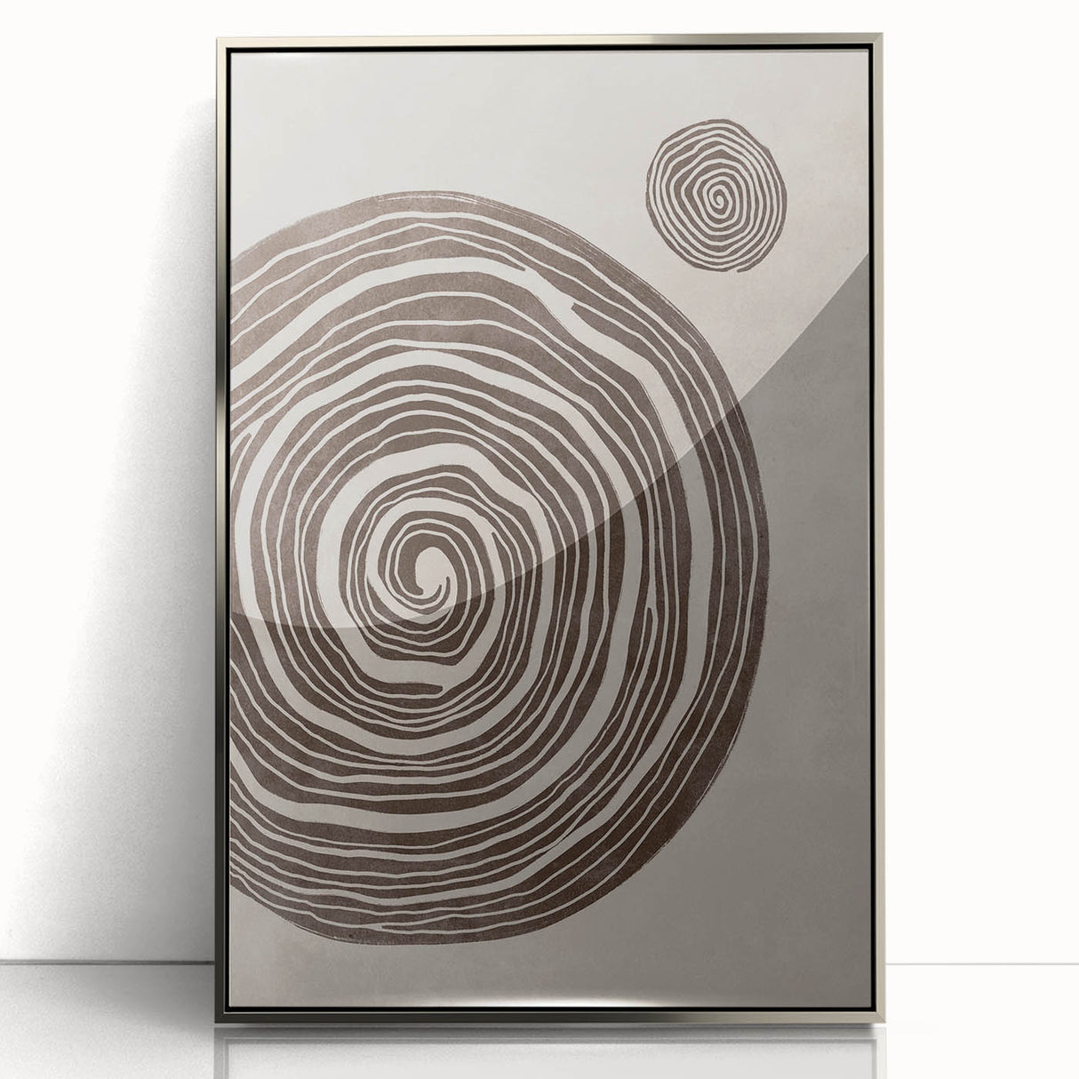 Mid Century Modern Art - Retro Minimalist Spiral Design in Brown Tones