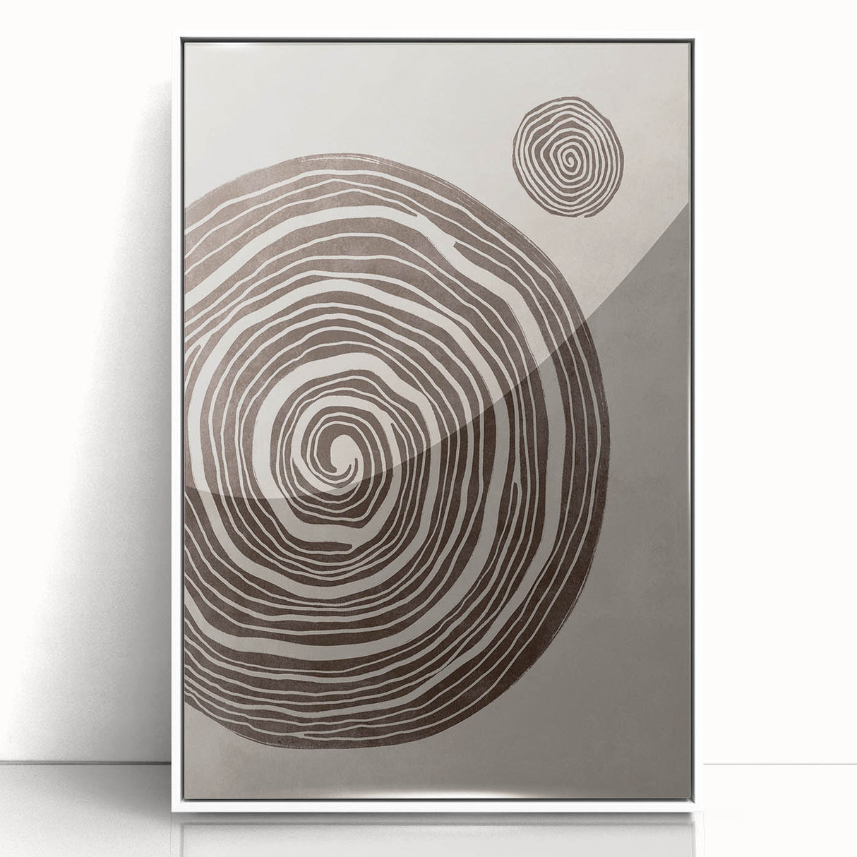 Mid Century Modern Art - Retro Minimalist Spiral Design in Brown Tones