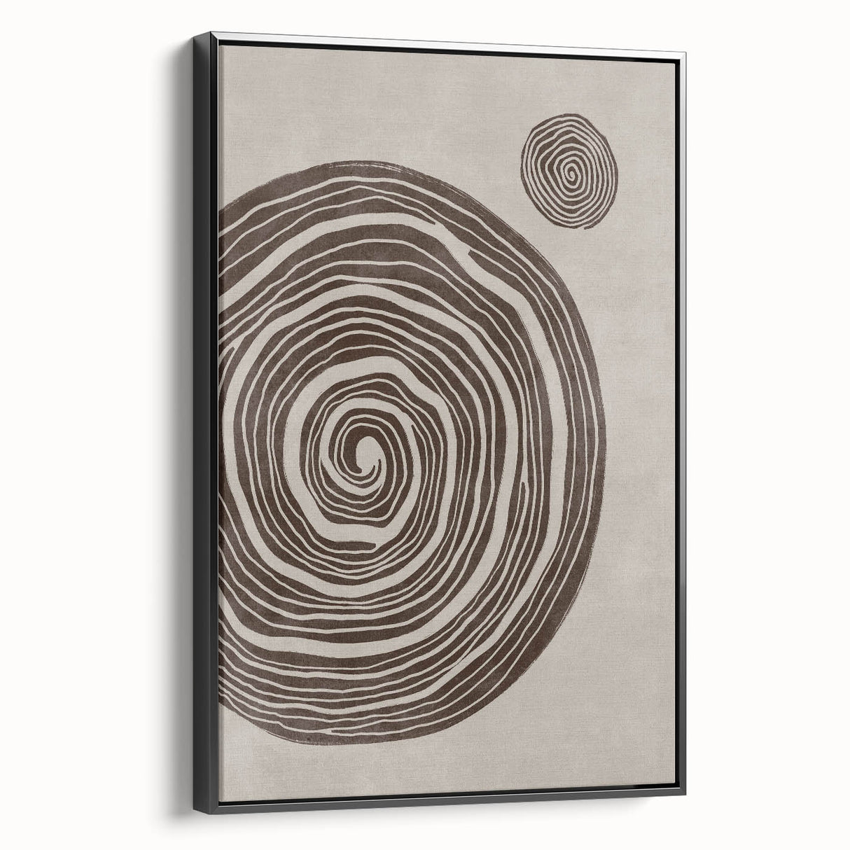 Mid Century Modern Art - Retro Minimalist Spiral Design in Brown Tones