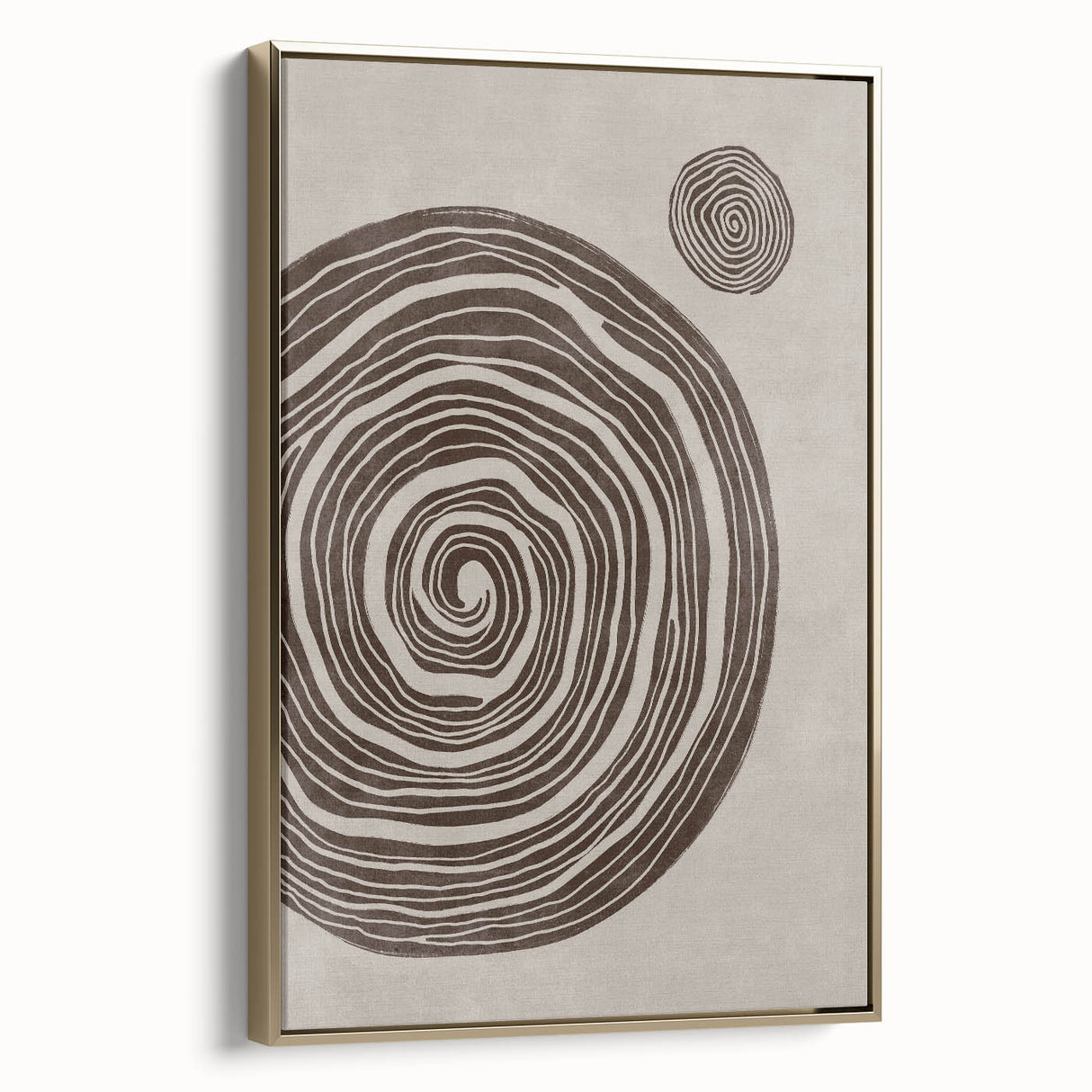 Mid Century Modern Art - Retro Minimalist Spiral Design in Brown Tones