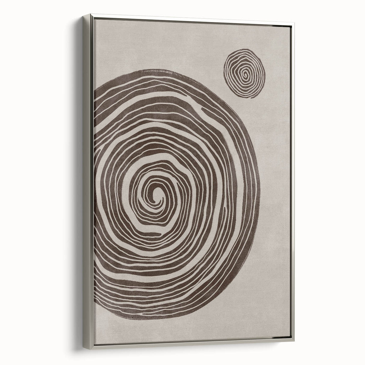 Mid Century Modern Art - Retro Minimalist Spiral Design in Brown Tones