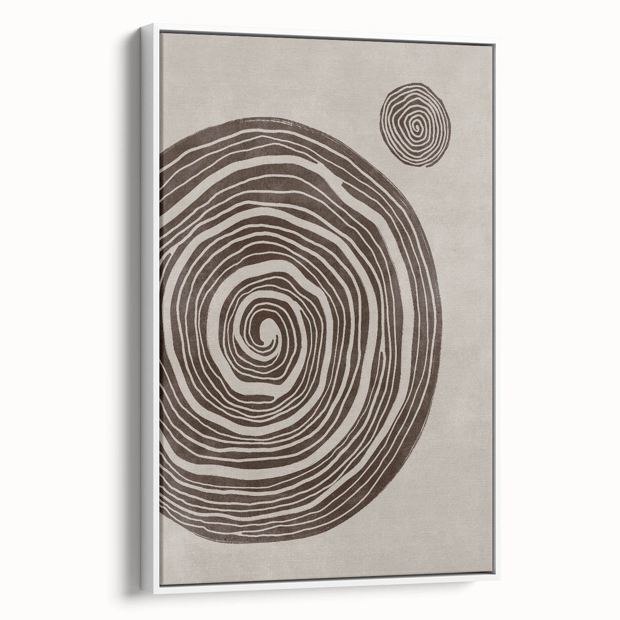 Mid Century Modern Art - Retro Minimalist Spiral Design in Brown Tones
