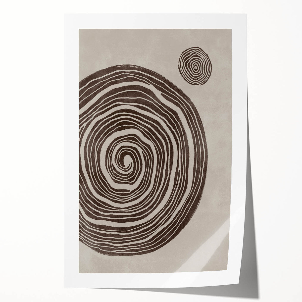 Mid Century Modern Art - Retro Minimalist Spiral Design in Brown Tones