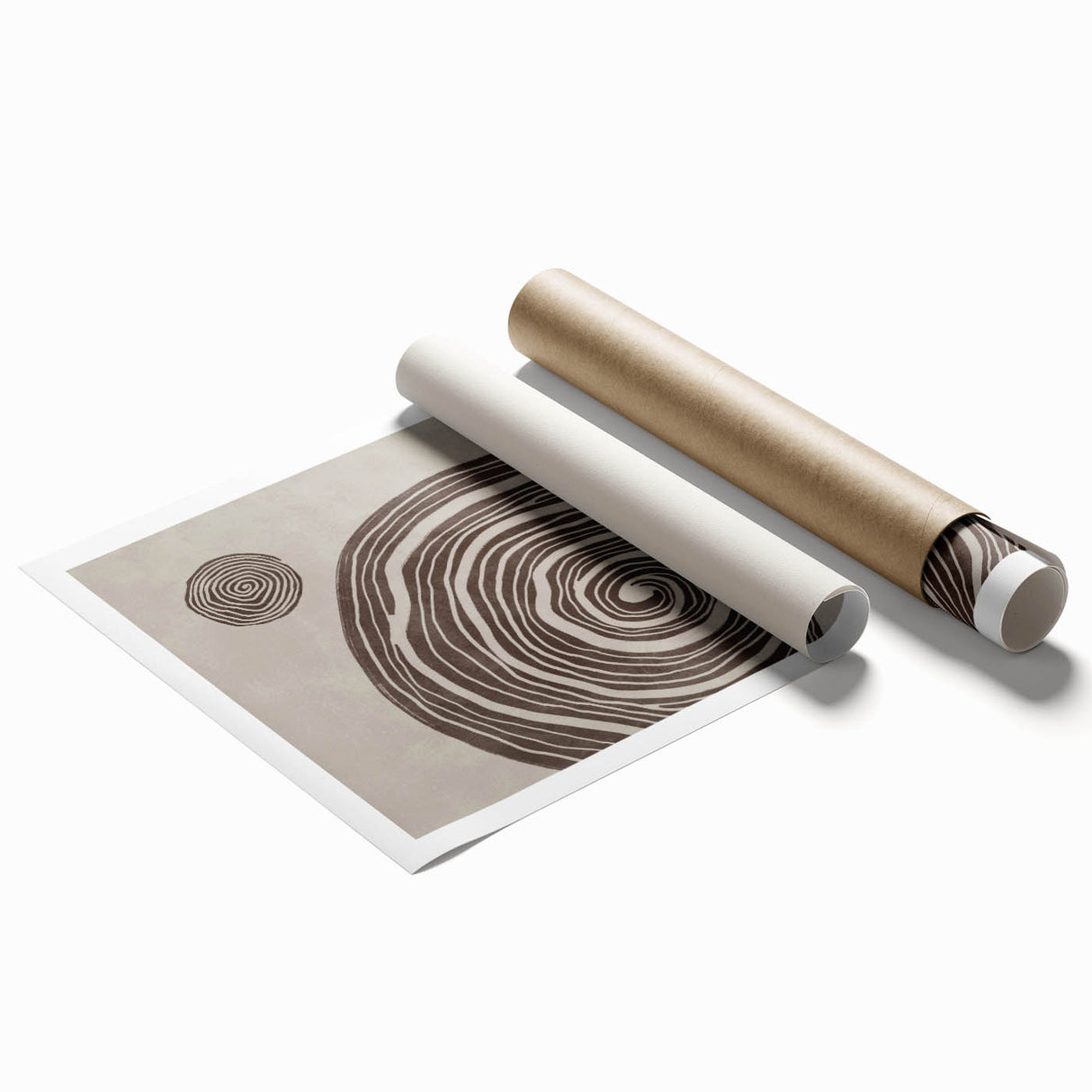 Mid Century Modern Art - Retro Minimalist Spiral Design in Brown Tones