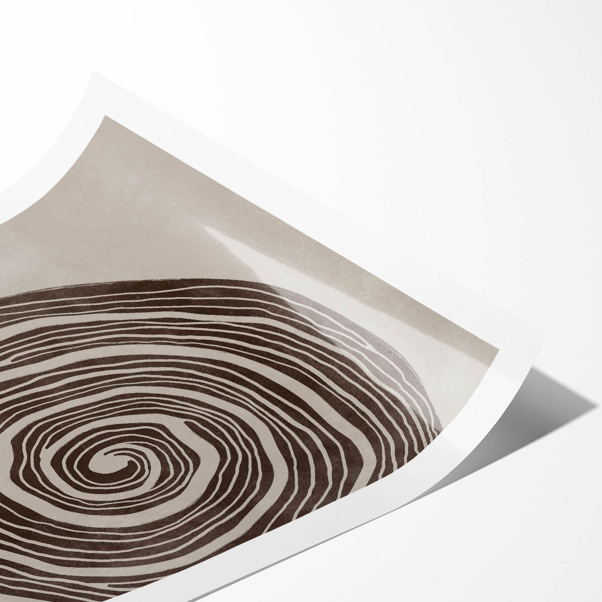 Mid Century Modern Art - Retro Minimalist Spiral Design in Brown Tones