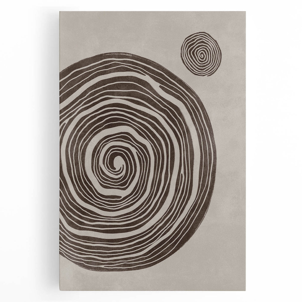 Mid Century Modern Art - Retro Minimalist Spiral Design in Brown Tones