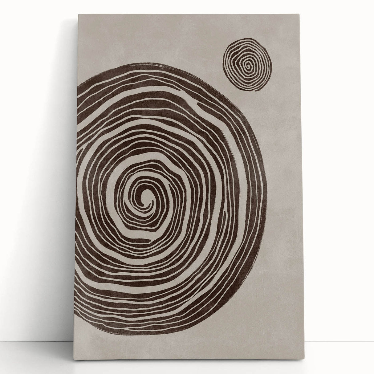 Mid Century Modern Art - Retro Minimalist Spiral Design in Brown Tones