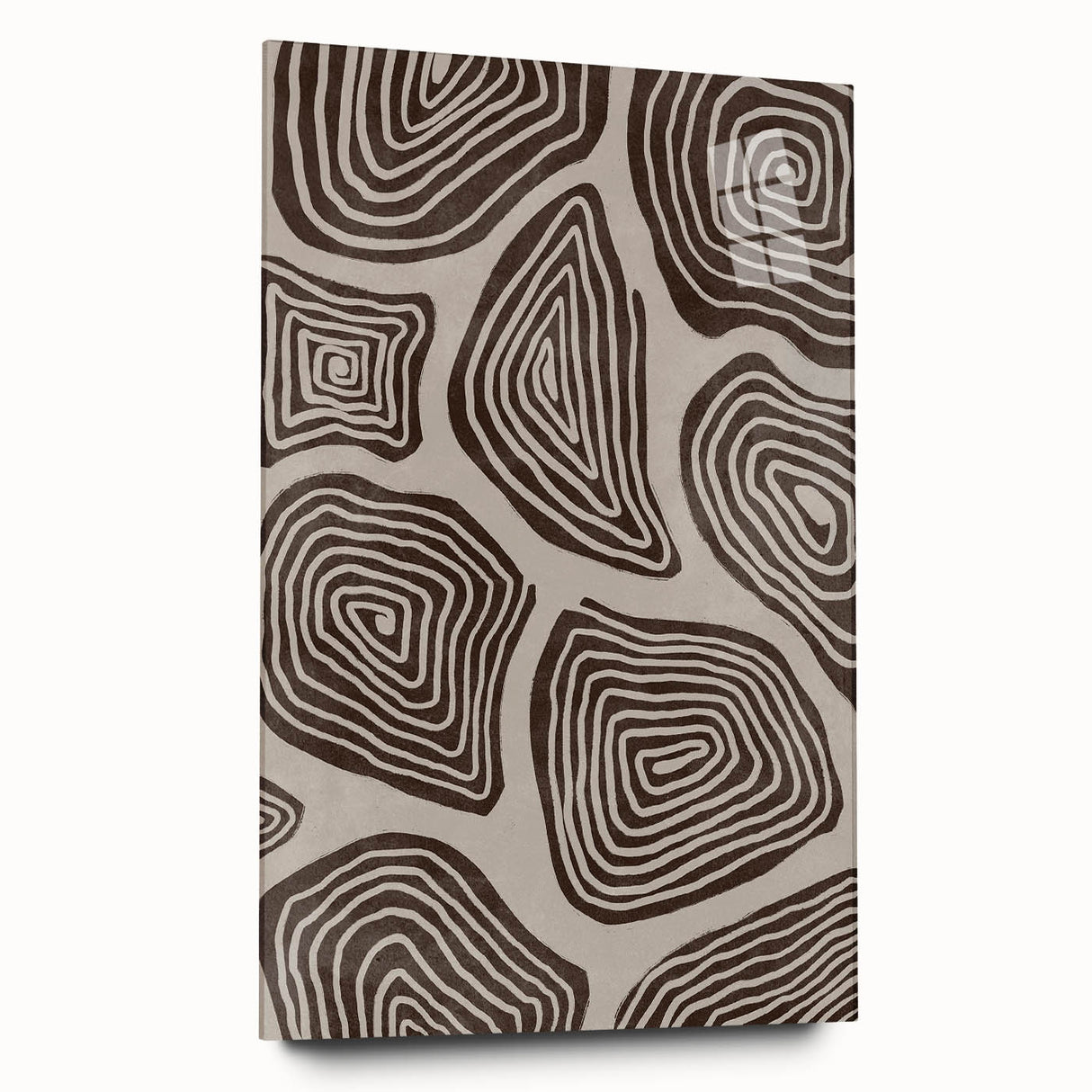 Mid Century Modern Art - Retro Minimalist Geometric Spiral Design in Brown