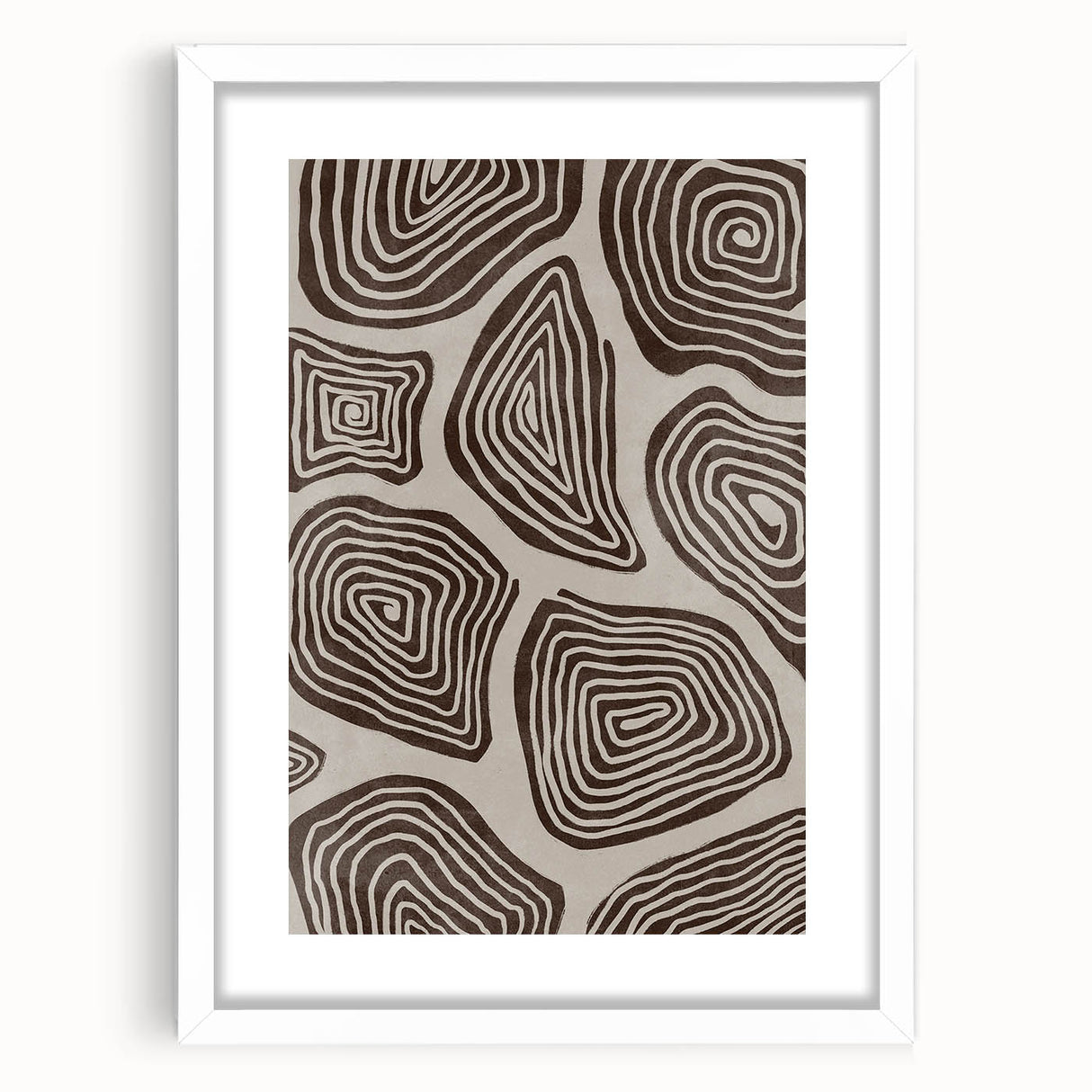 Mid Century Modern Art - Retro Minimalist Geometric Spiral Design in Brown
