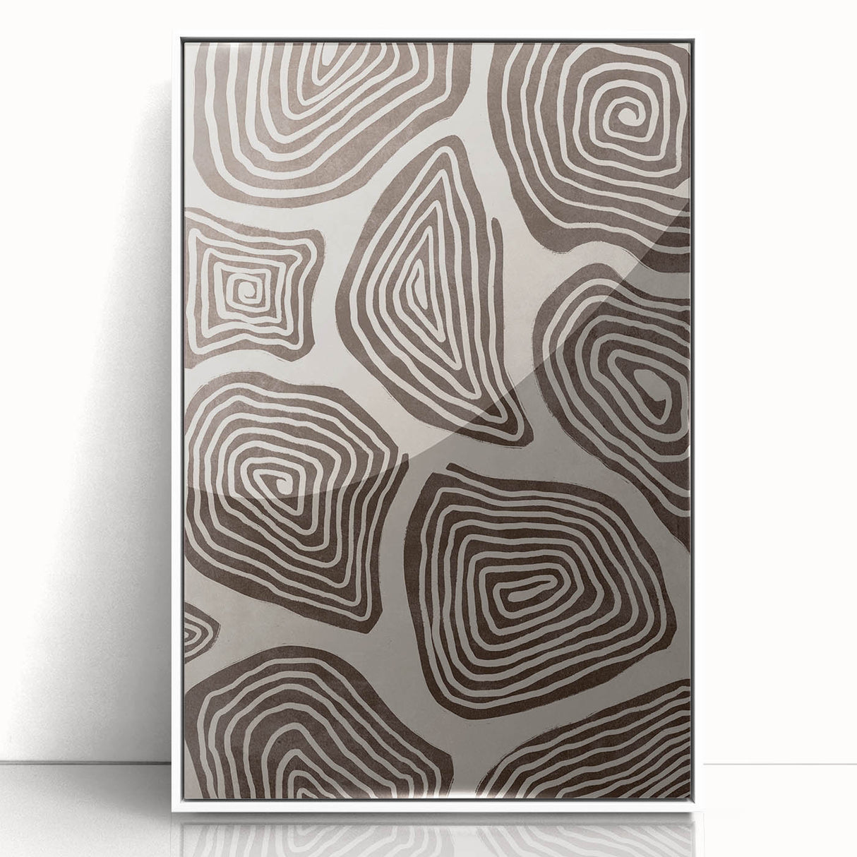 Mid Century Modern Art - Retro Minimalist Geometric Spiral Design in Brown