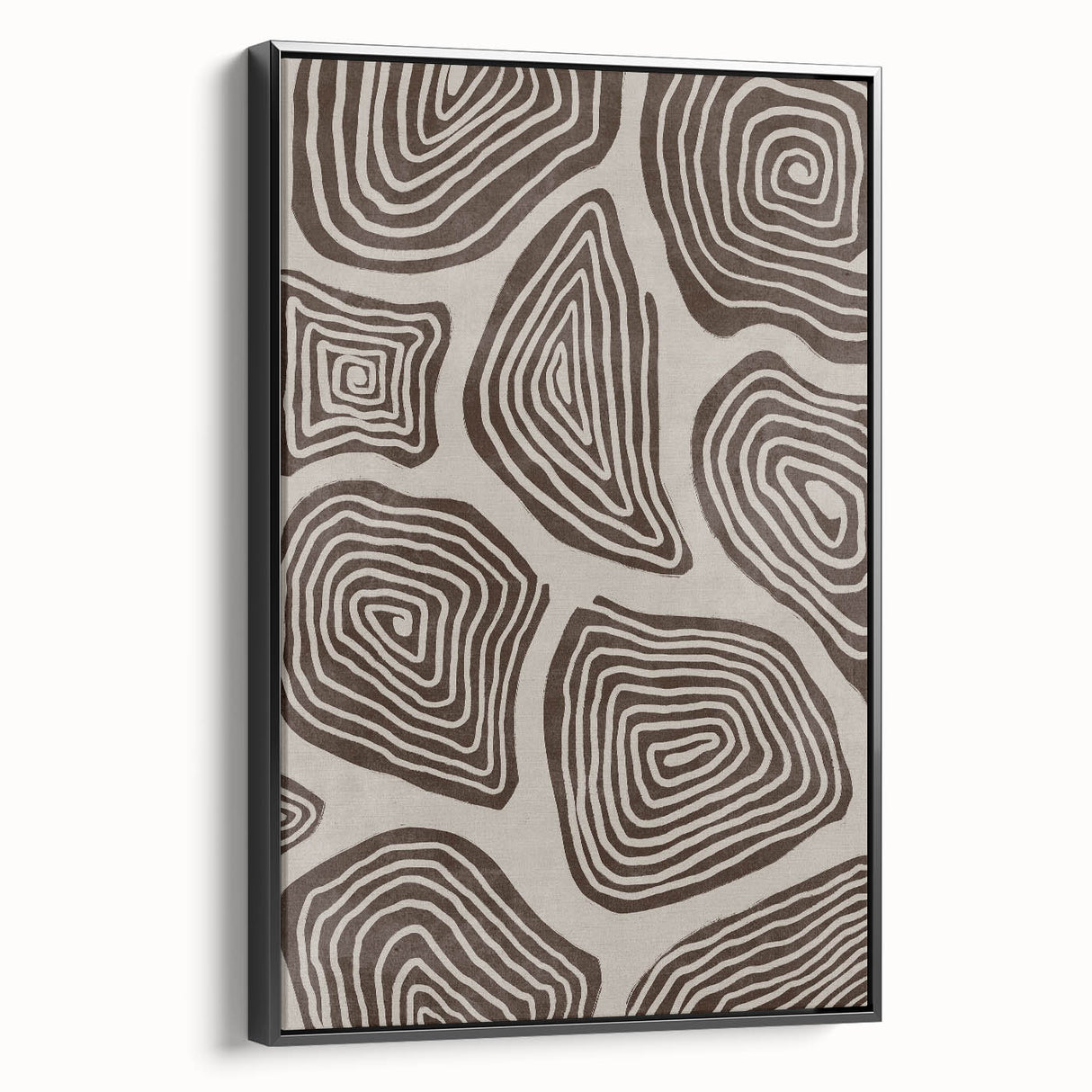 Mid Century Modern Art - Retro Minimalist Geometric Spiral Design in Brown