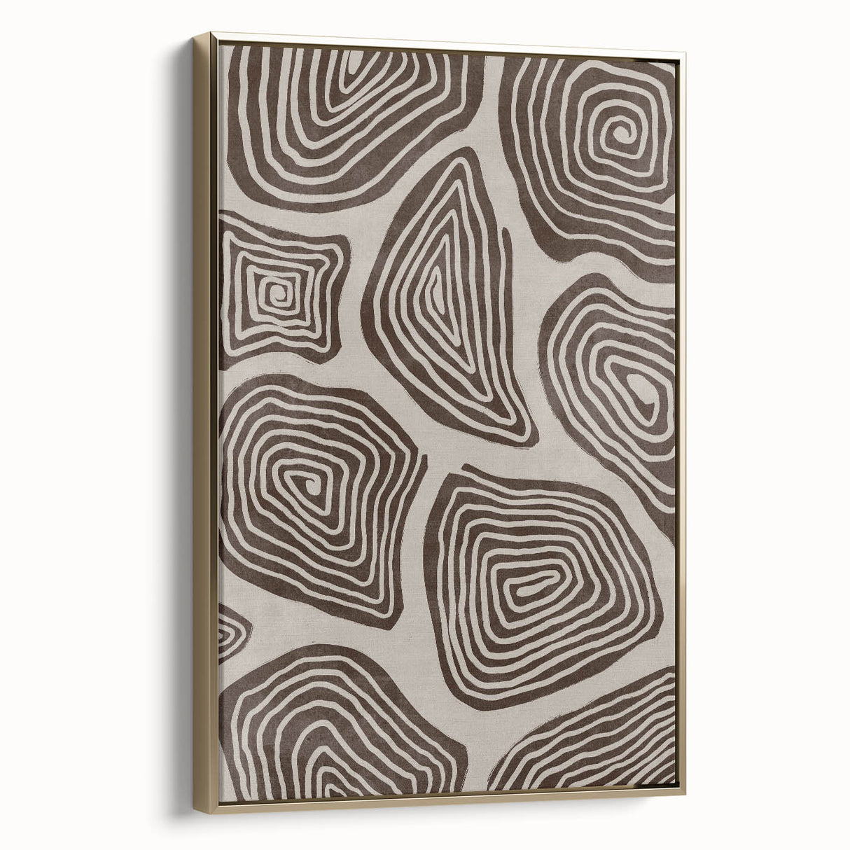 Mid Century Modern Art - Retro Minimalist Geometric Spiral Design in Brown