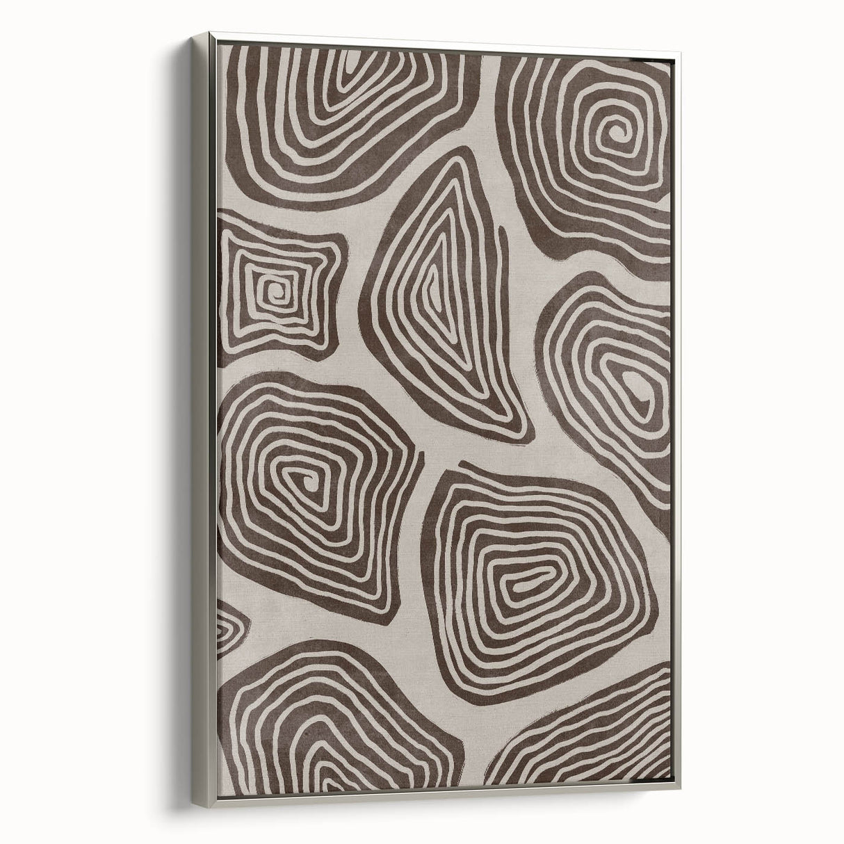 Mid Century Modern Art - Retro Minimalist Geometric Spiral Design in Brown