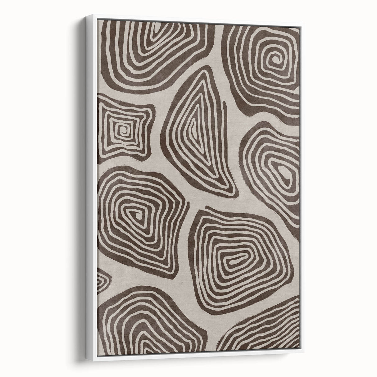 Mid Century Modern Art - Retro Minimalist Geometric Spiral Design in Brown