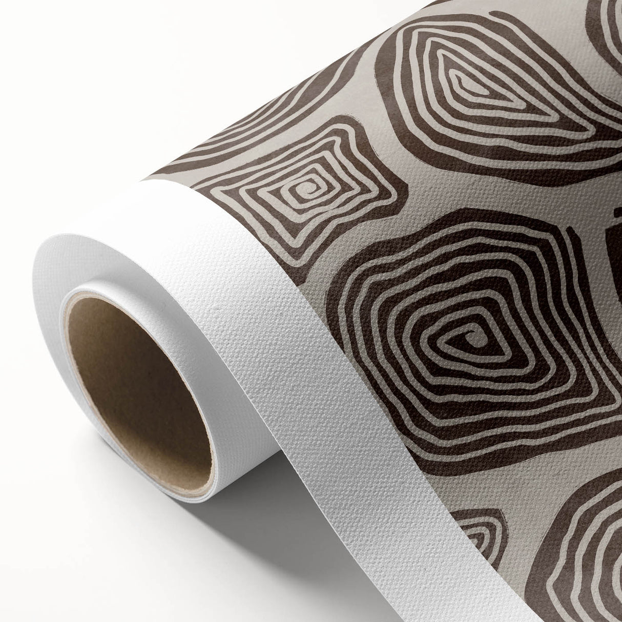 Mid Century Modern Art - Retro Minimalist Geometric Spiral Design in Brown