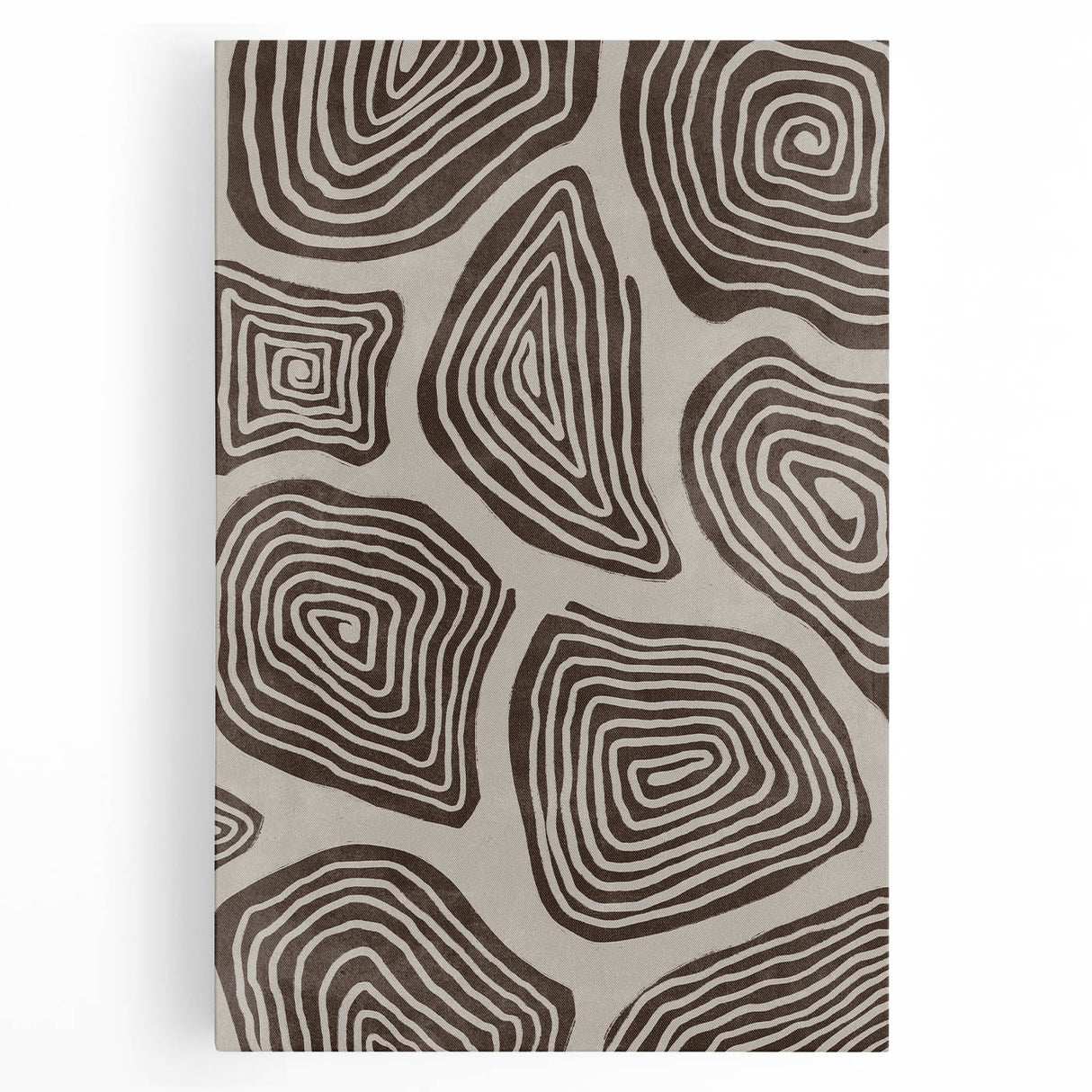 Mid Century Modern Art - Retro Minimalist Geometric Spiral Design in Brown