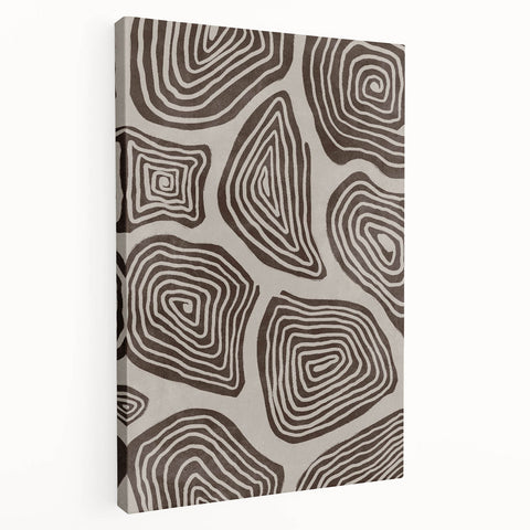 Mid Century Modern Art - Retro Minimalist Geometric Spiral Design in Brown