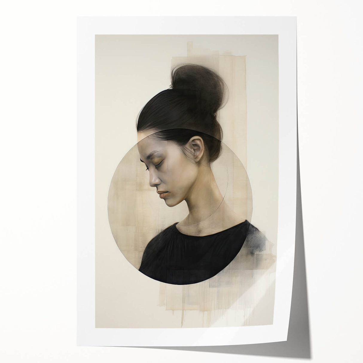 Modern Minimalist Portrait Art – Elegant Abstract Female Silhouette