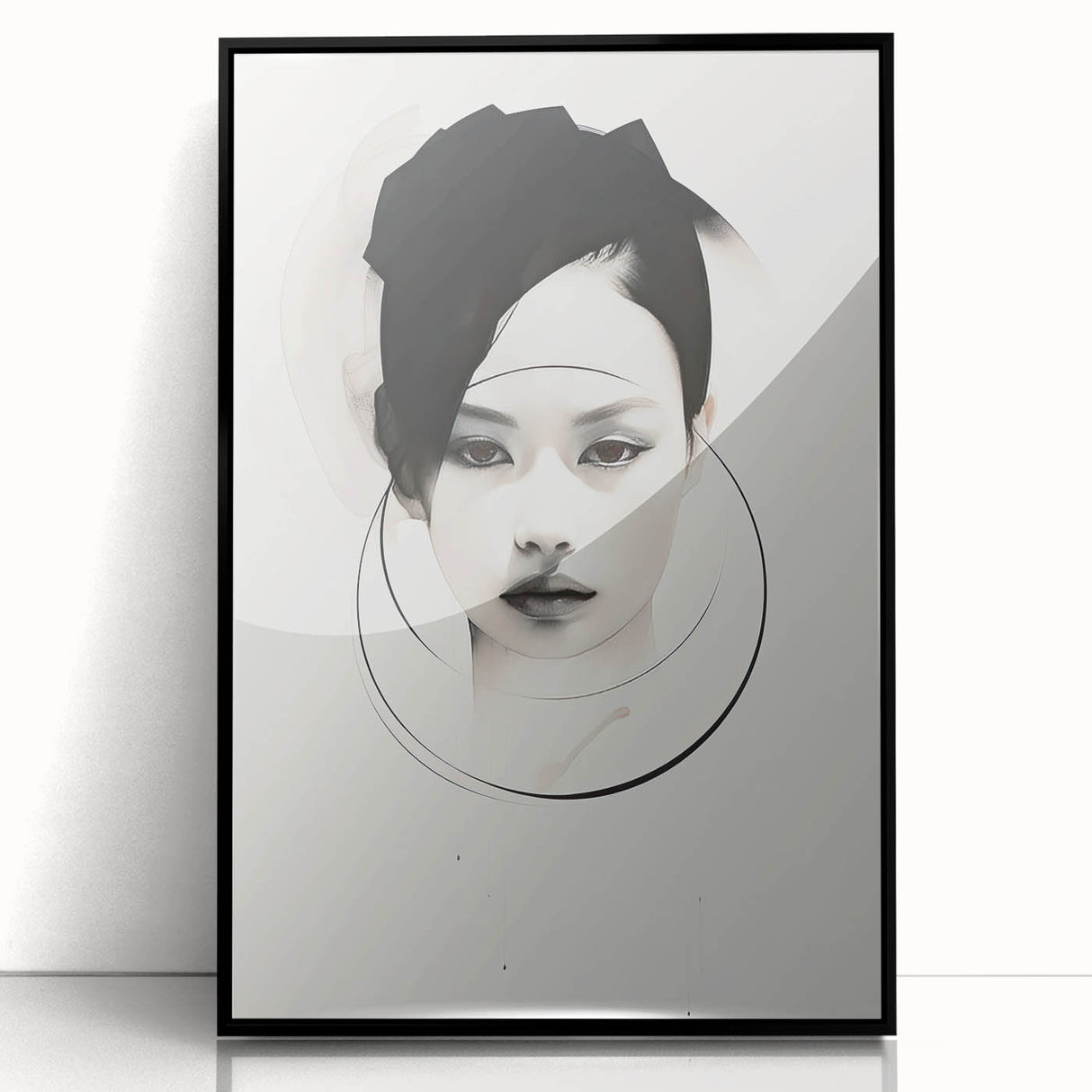 Minimalist Portrait Wall Art – Abstract Black and White Female Silhouette