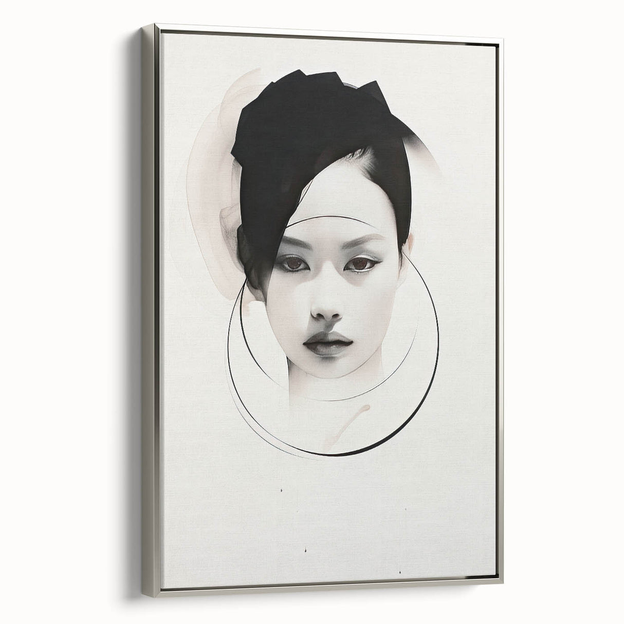 Minimalist Portrait Wall Art – Abstract Black and White Female Silhouette