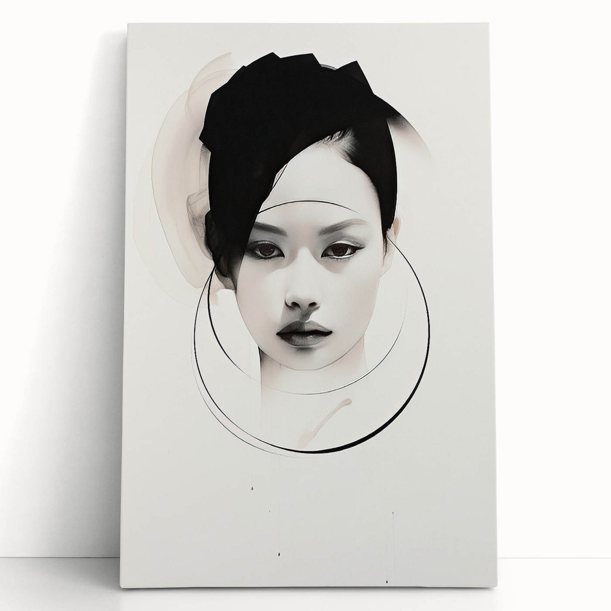 Minimalist Portrait Wall Art – Abstract Black and White Female Silhouette
