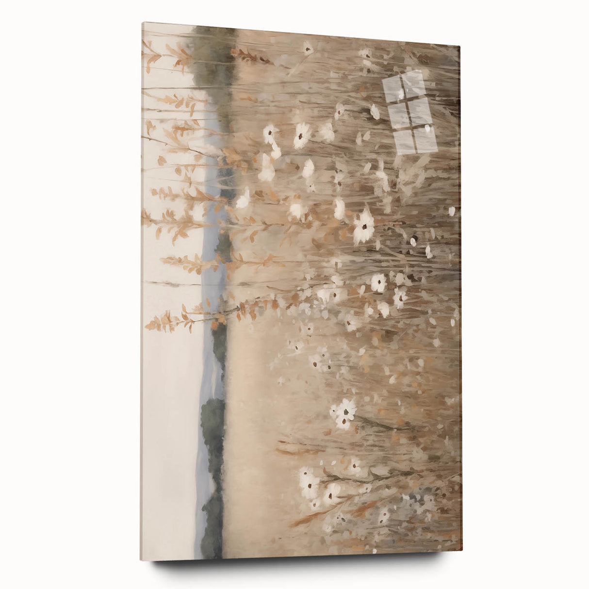 Minimalist Landscape Art: Soft Field of Wildflowers in Neutral Tones