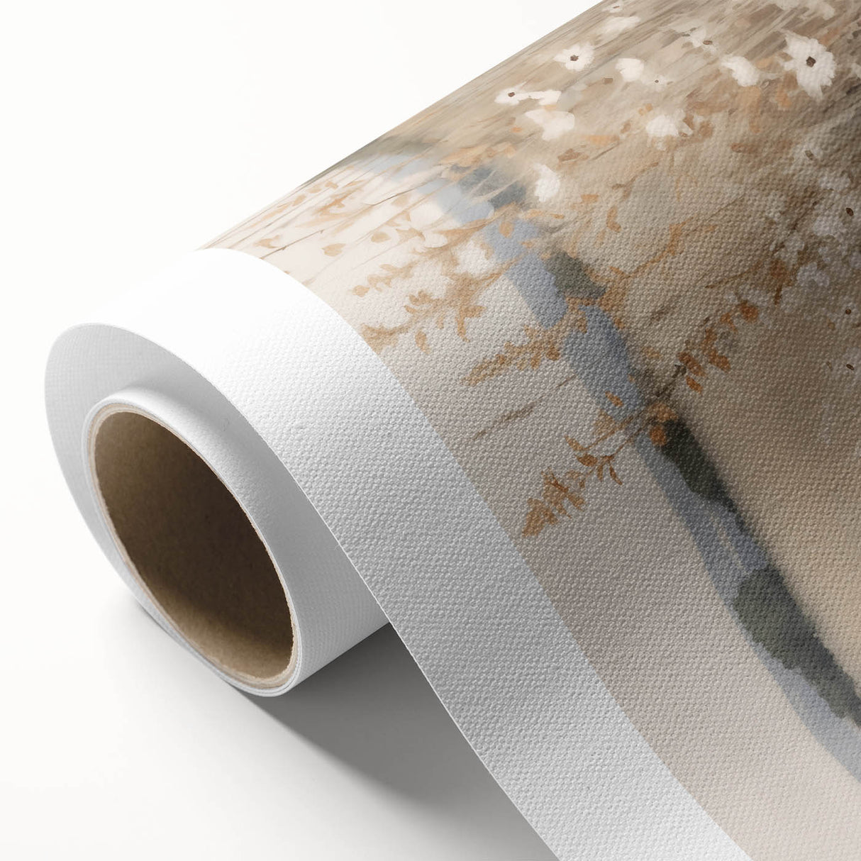 Minimalist Landscape Art: Soft Field of Wildflowers in Neutral Tones