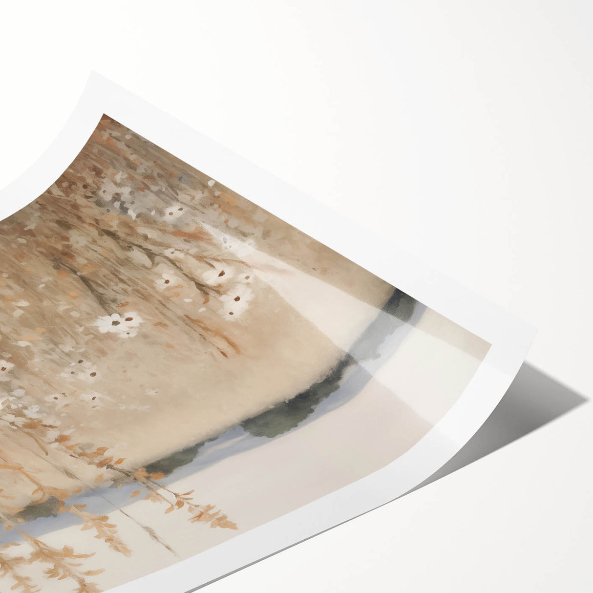 Minimalist Landscape Art: Soft Field of Wildflowers in Neutral Tones