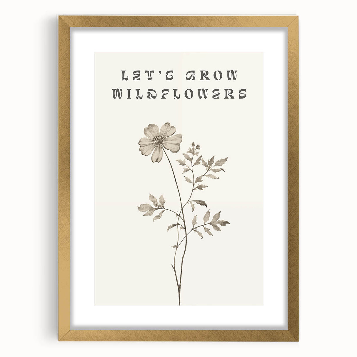 Minimalist Botanical Art: "Let’s Grow Wildflowers" Modern Floral Print
