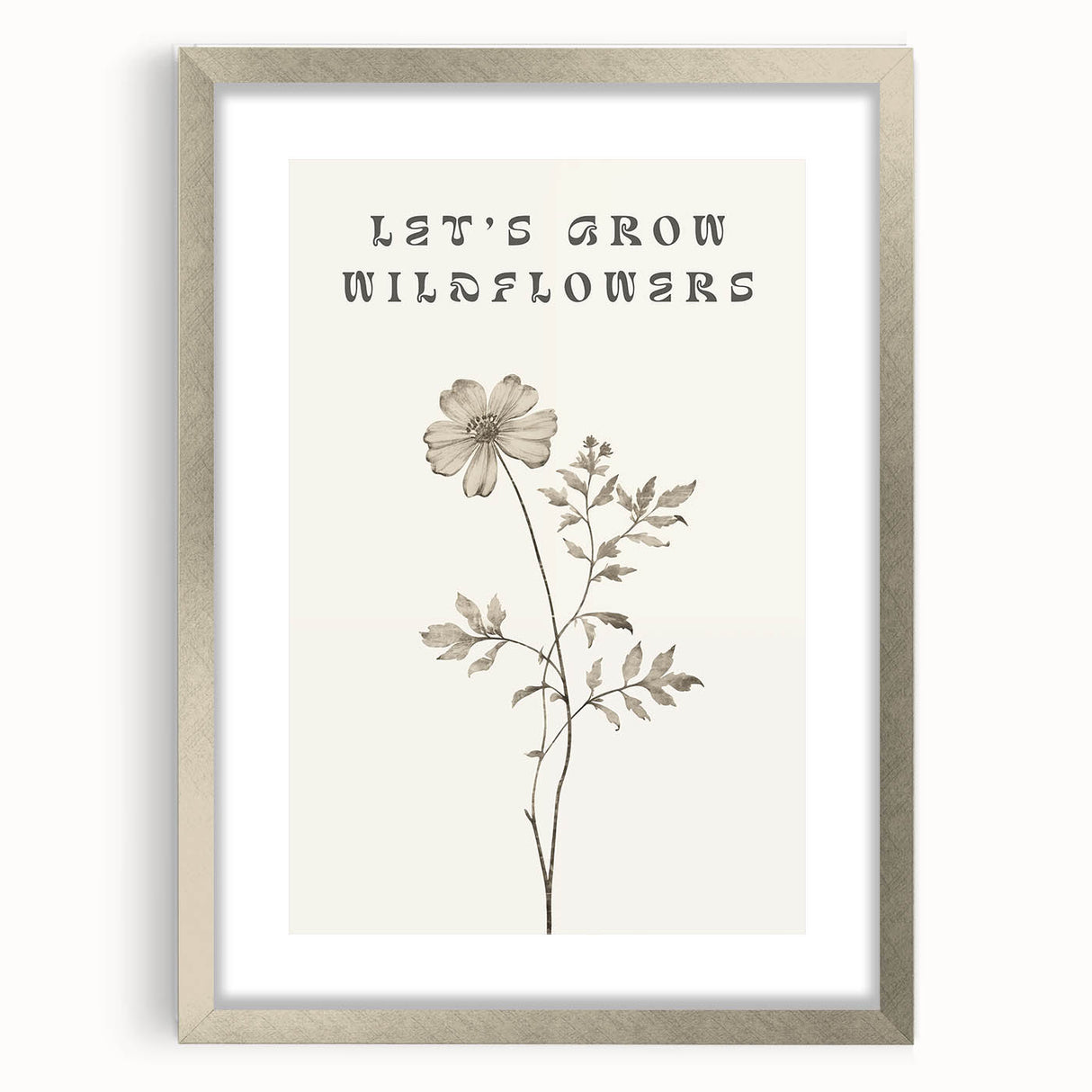 Minimalist Botanical Art: "Let’s Grow Wildflowers" Modern Floral Print
