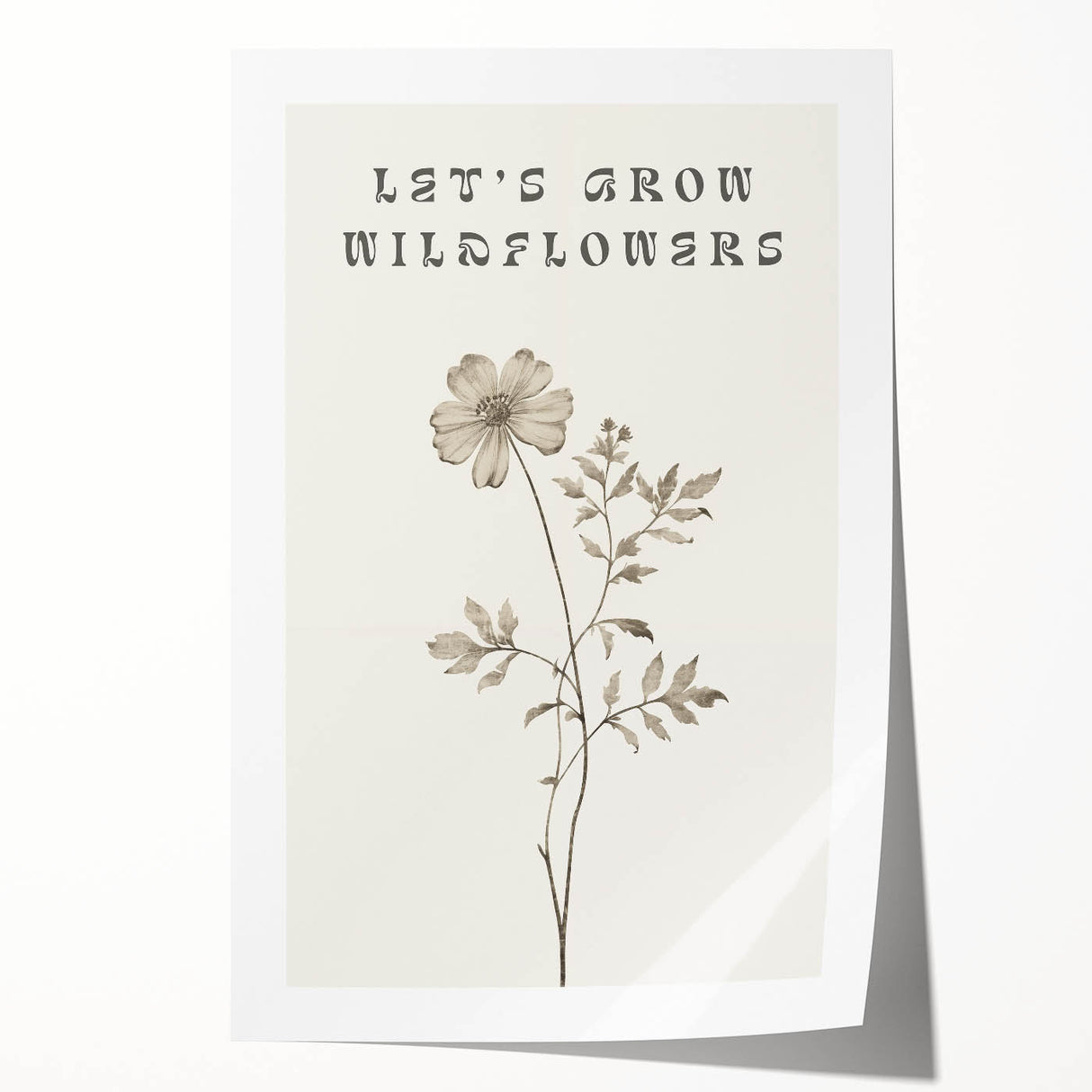 Minimalist Botanical Art: "Let’s Grow Wildflowers" Modern Floral Print