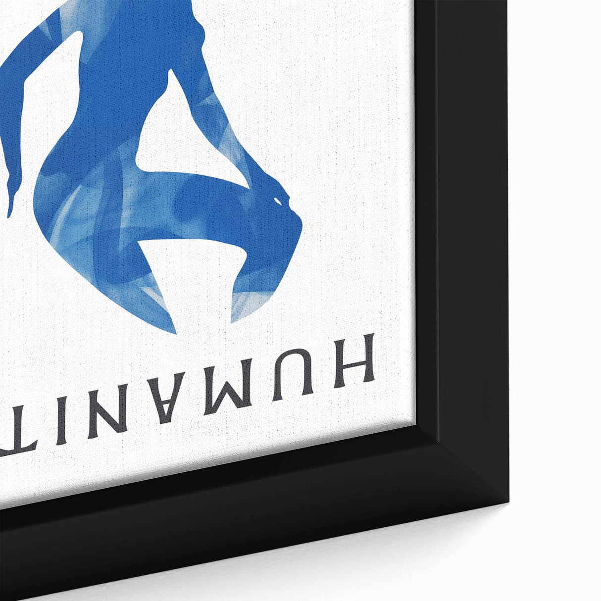 Minimalist Wall Art - Blue Silhouette with "Harmony" Text for Modern Decor