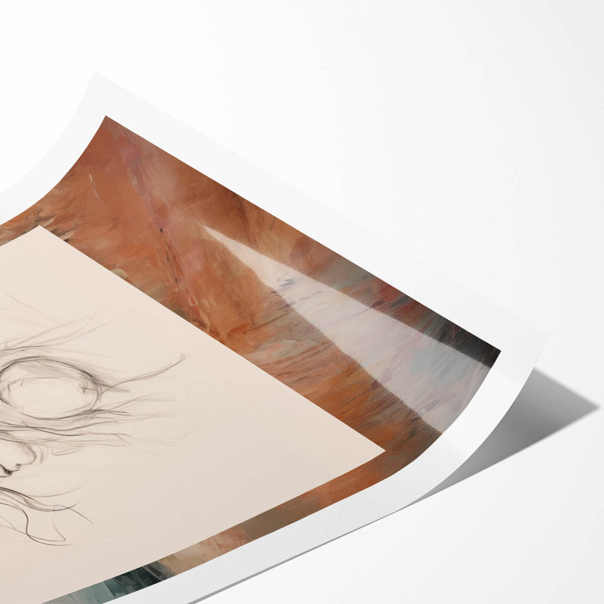 Dreamy Minimalist Portrait – Abstract Line Art with Serene Landscape