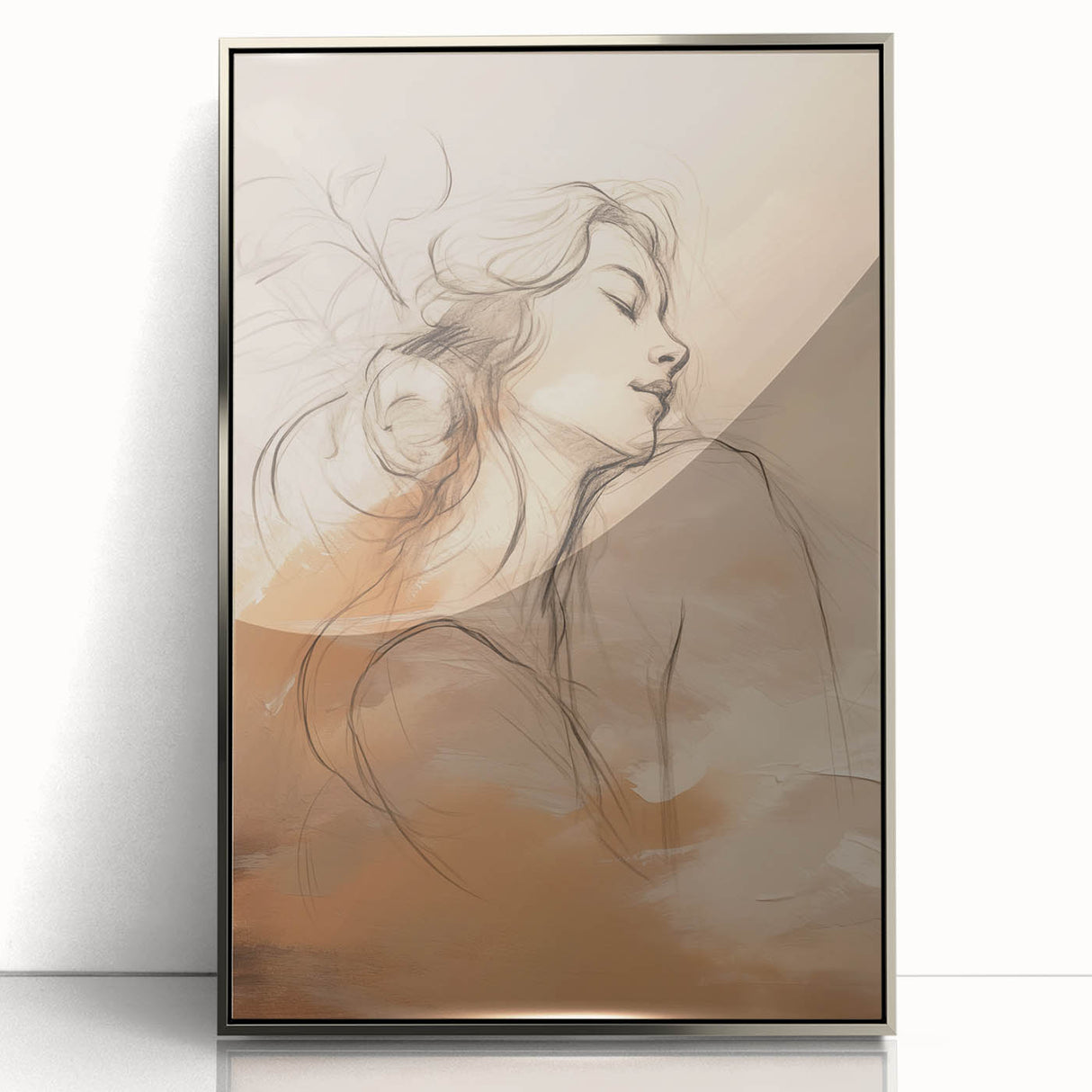 Minimalist Portrait Art – Elegant Line Drawing with Soft Earth Tones