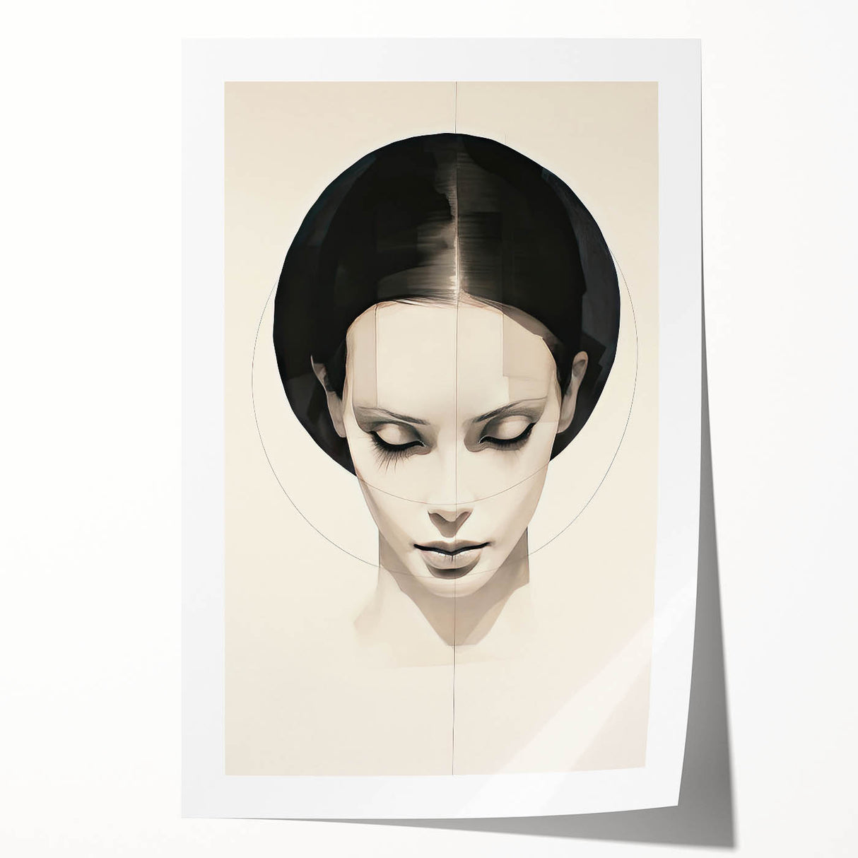 Minimalist Portrait Wall Art – Abstract Black and White Female Silhouette