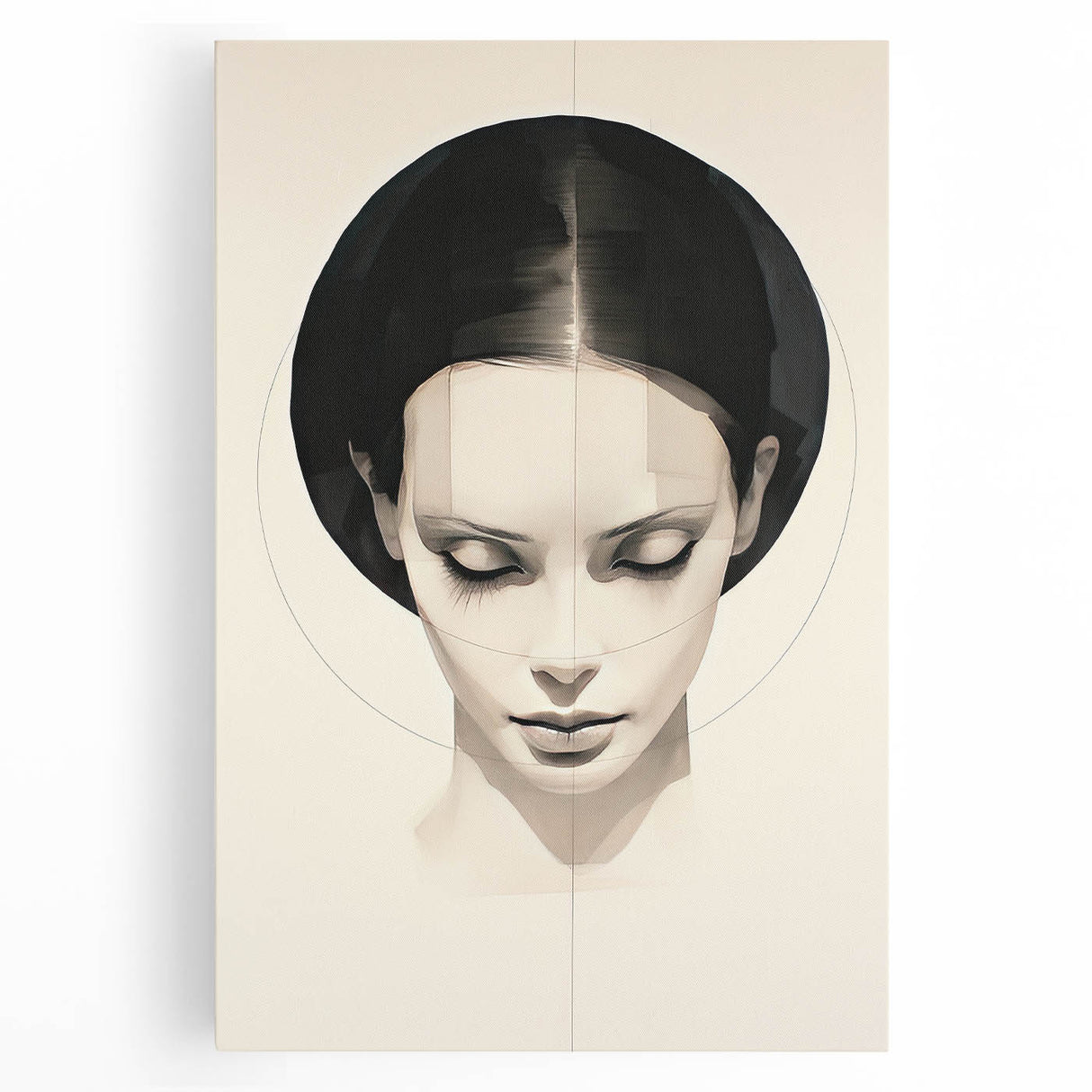 Minimalist Portrait Wall Art – Abstract Black and White Female Silhouette
