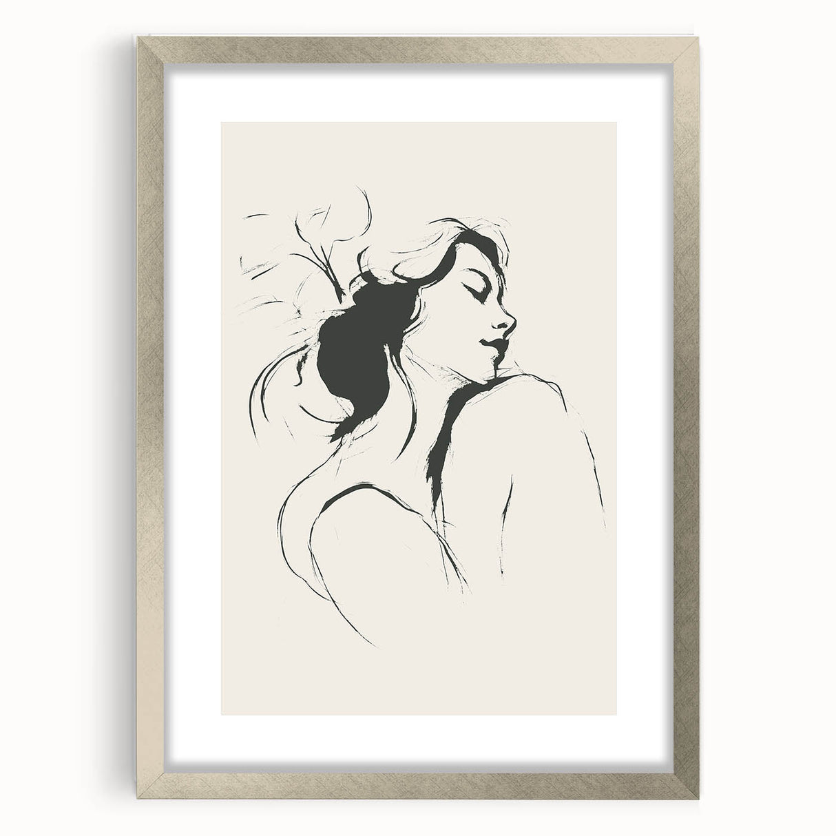 Minimalist Female Silhouette Art – Clean Line Sketch for Modern Decor