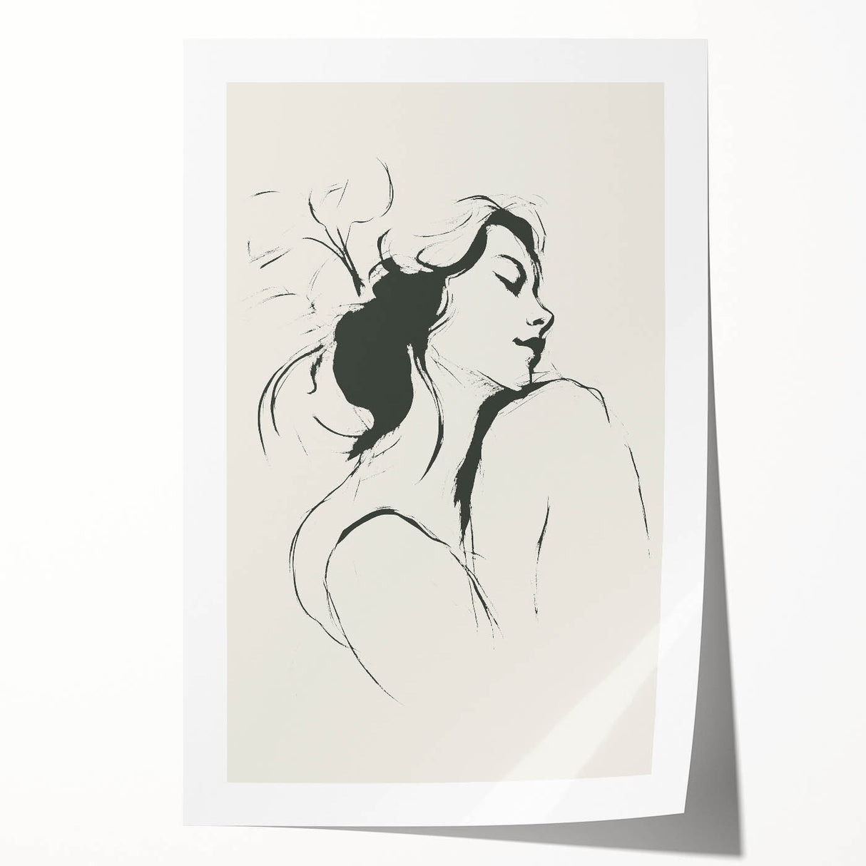 Minimalist Female Silhouette Art – Clean Line Sketch for Modern Decor