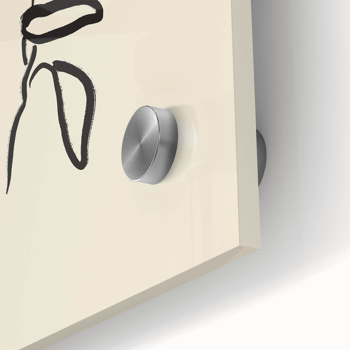 Minimalist Wall Art – Black Line Plant Drawing on Beige Canvas