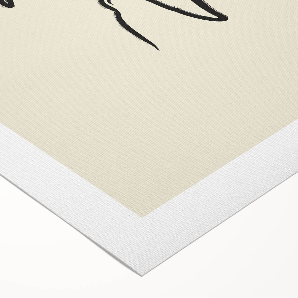 Minimalist Wall Art – Black Line Plant Drawing on Beige Canvas