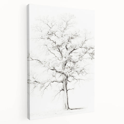 Minimalist Tree Drawing – Black and White Nature-Inspired Wall Art