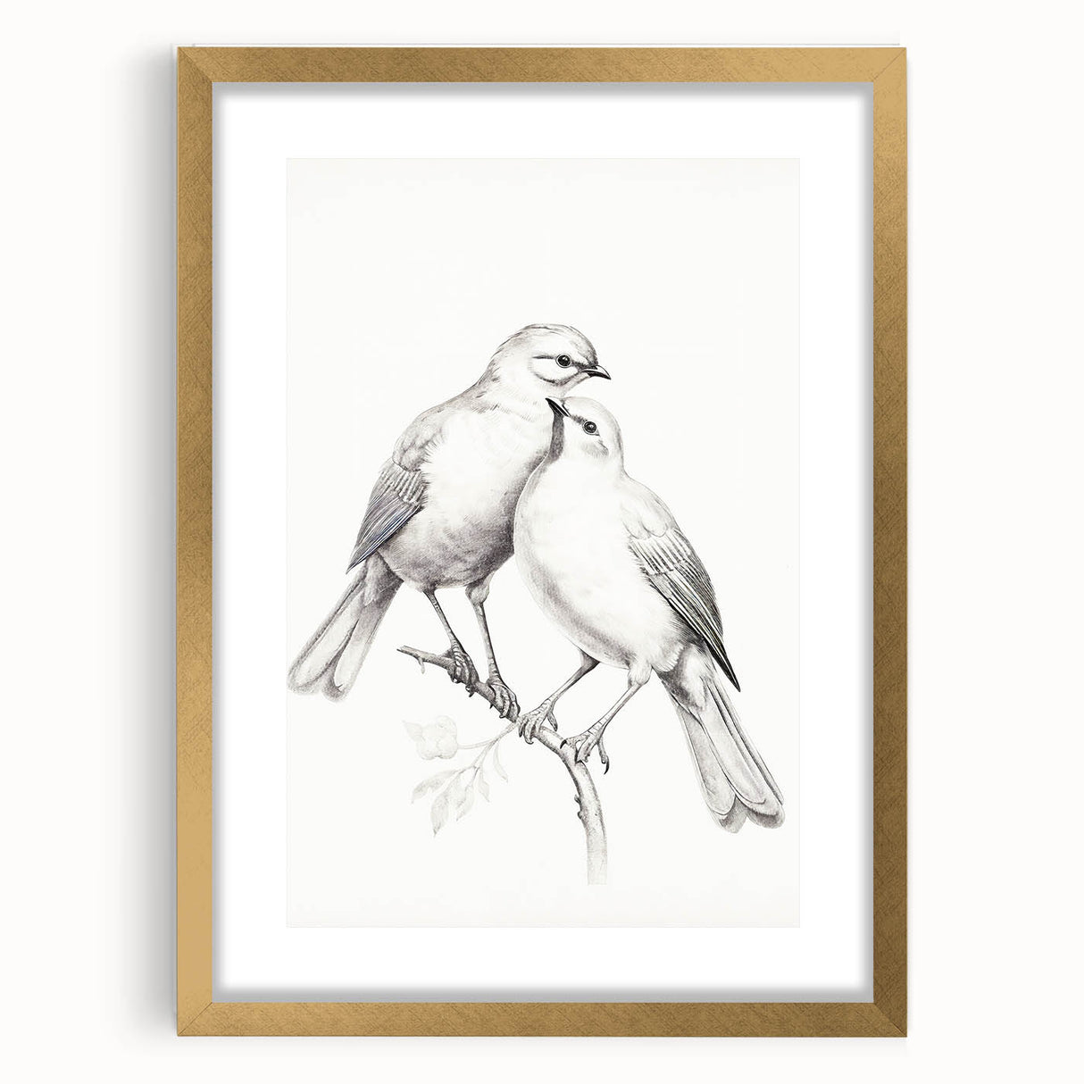 Minimalist Bird Sketch – Elegant Pencil Drawing of Two Birds on a Branch