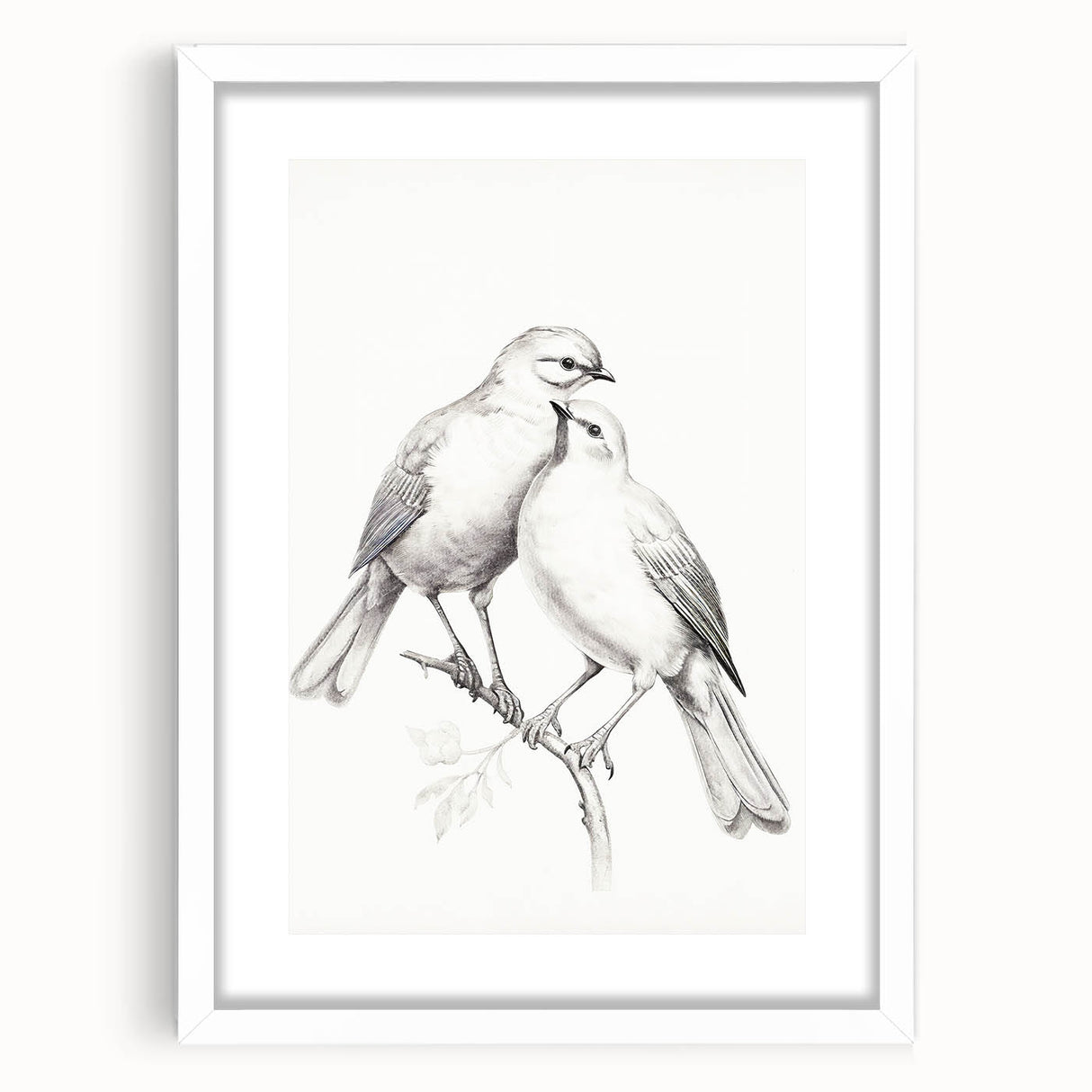 Minimalist Bird Sketch – Elegant Pencil Drawing of Two Birds on a Branch