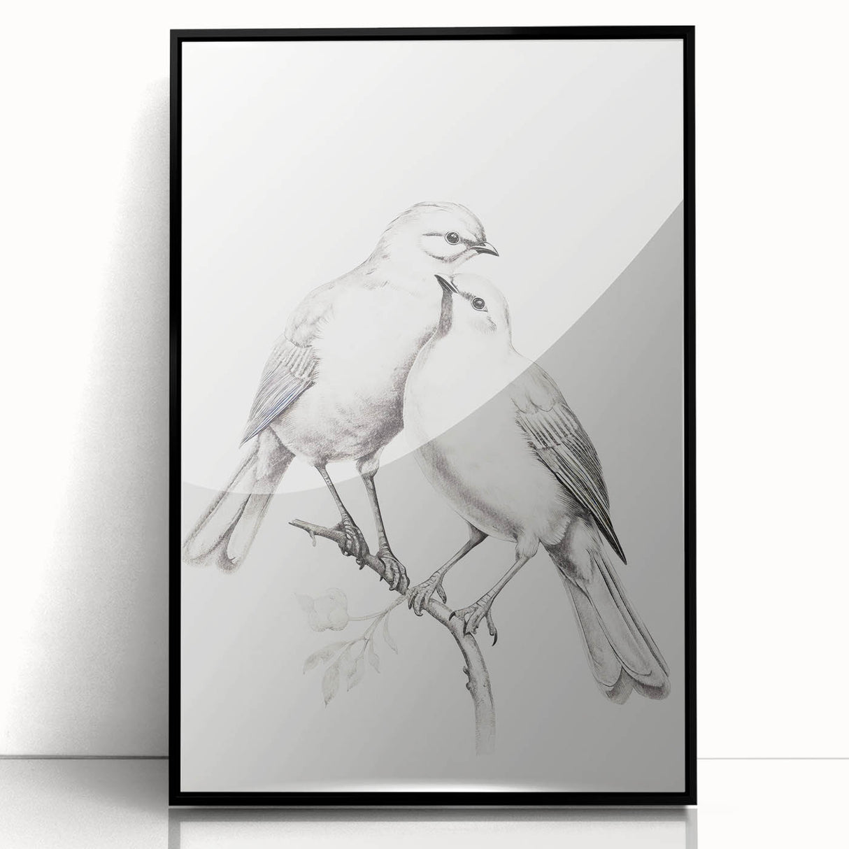 Minimalist Bird Sketch – Elegant Pencil Drawing of Two Birds on a Branch