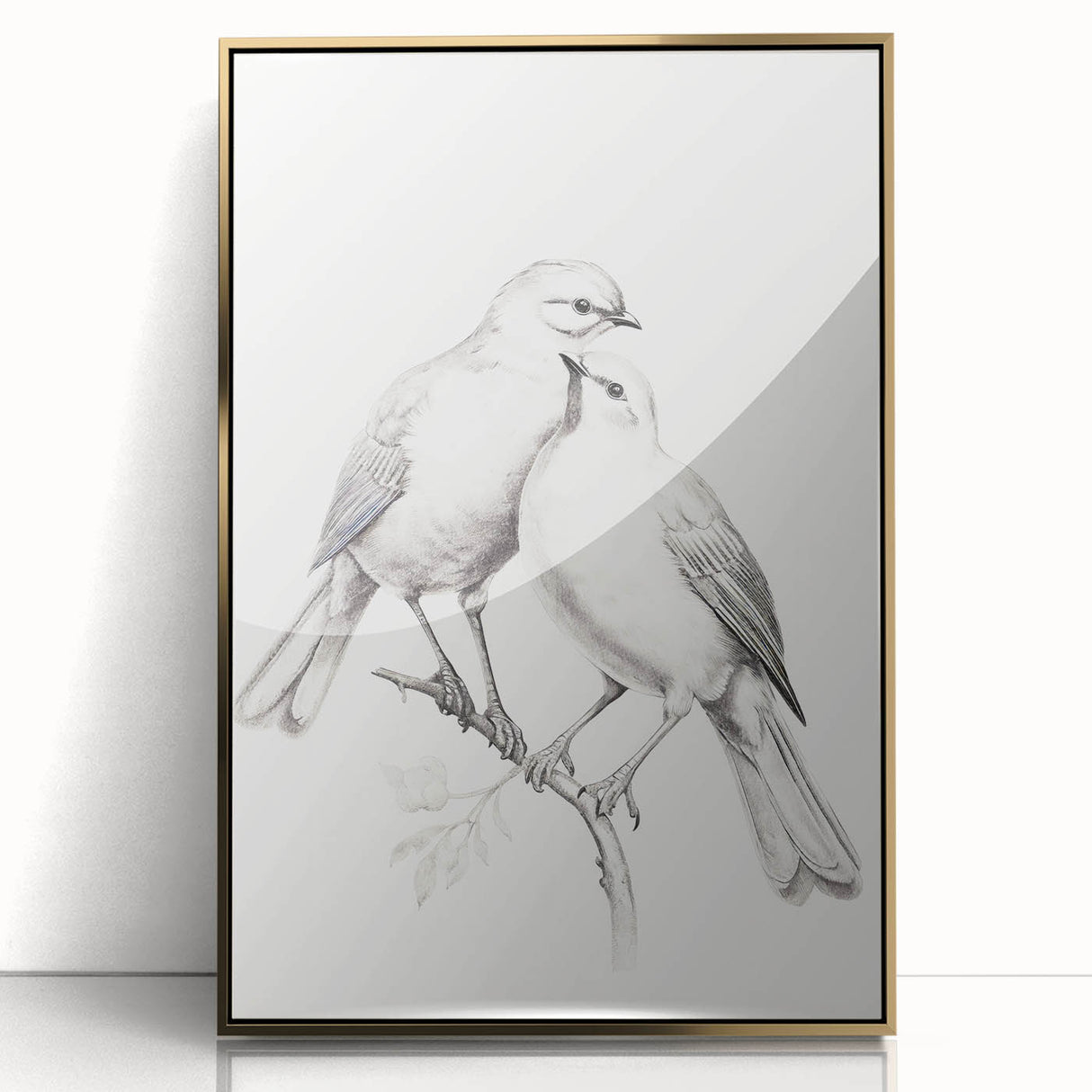 Minimalist Bird Sketch – Elegant Pencil Drawing of Two Birds on a Branch