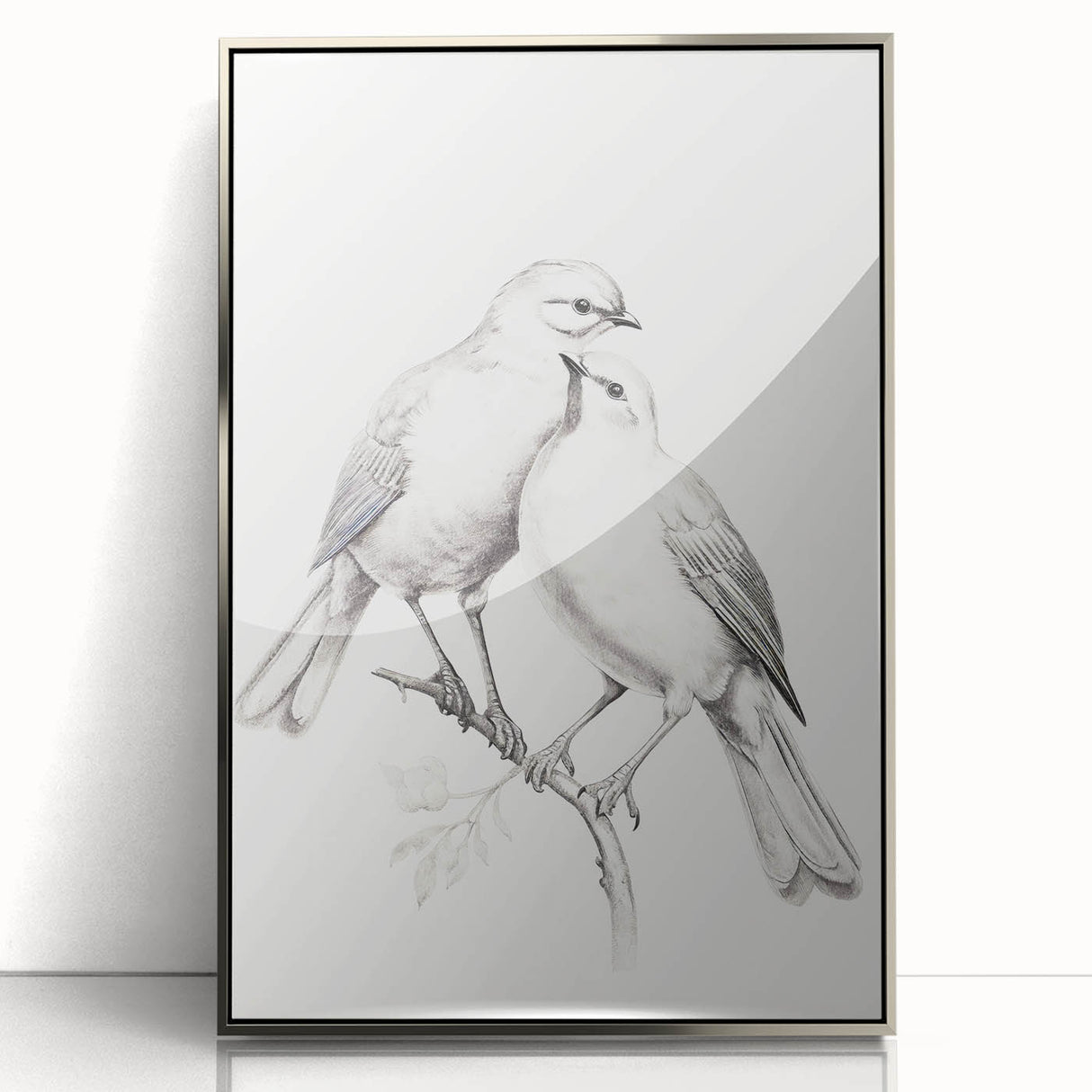Minimalist Bird Sketch – Elegant Pencil Drawing of Two Birds on a Branch