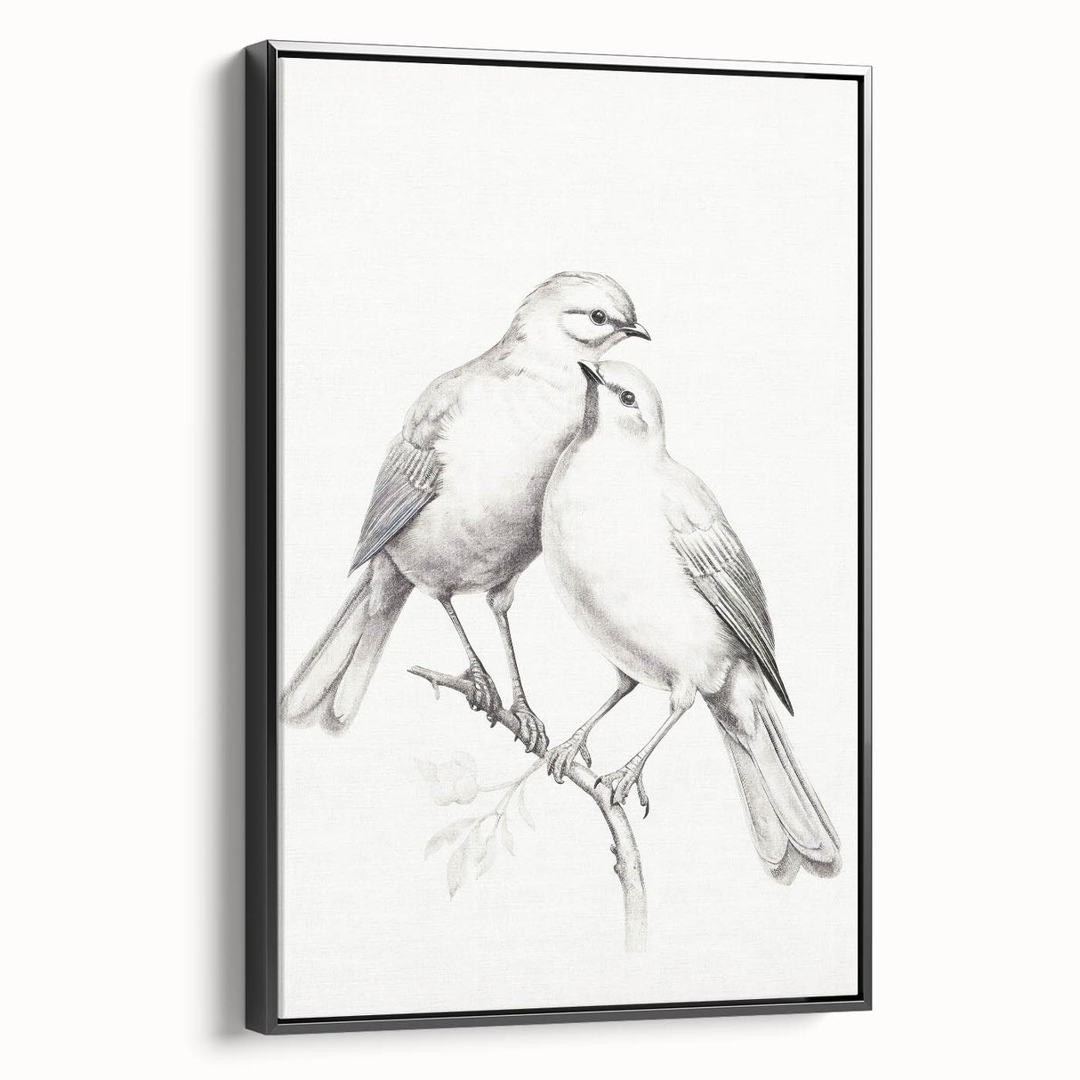 Minimalist Bird Sketch – Elegant Pencil Drawing of Two Birds on a Branch