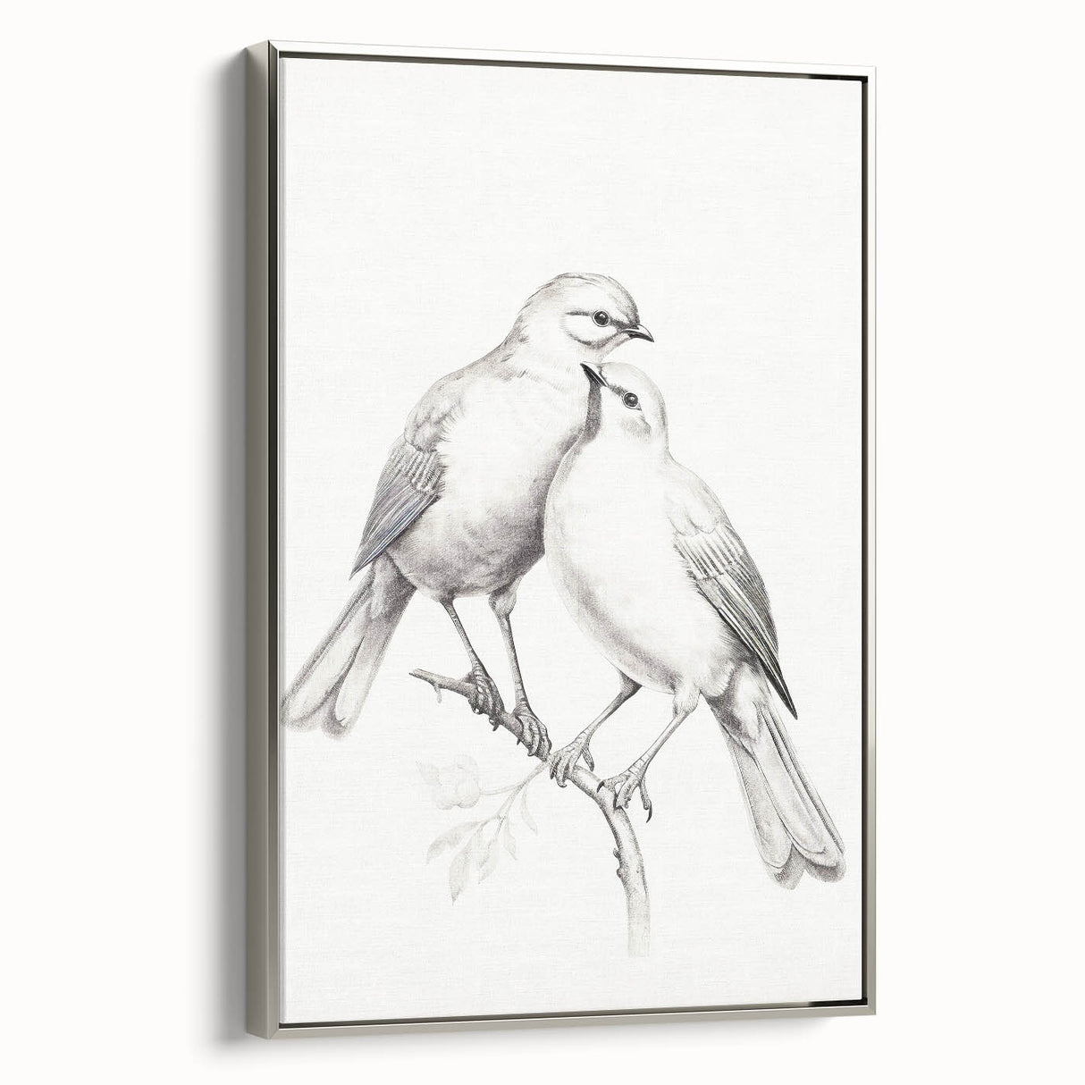Minimalist Bird Sketch – Elegant Pencil Drawing of Two Birds on a Branch